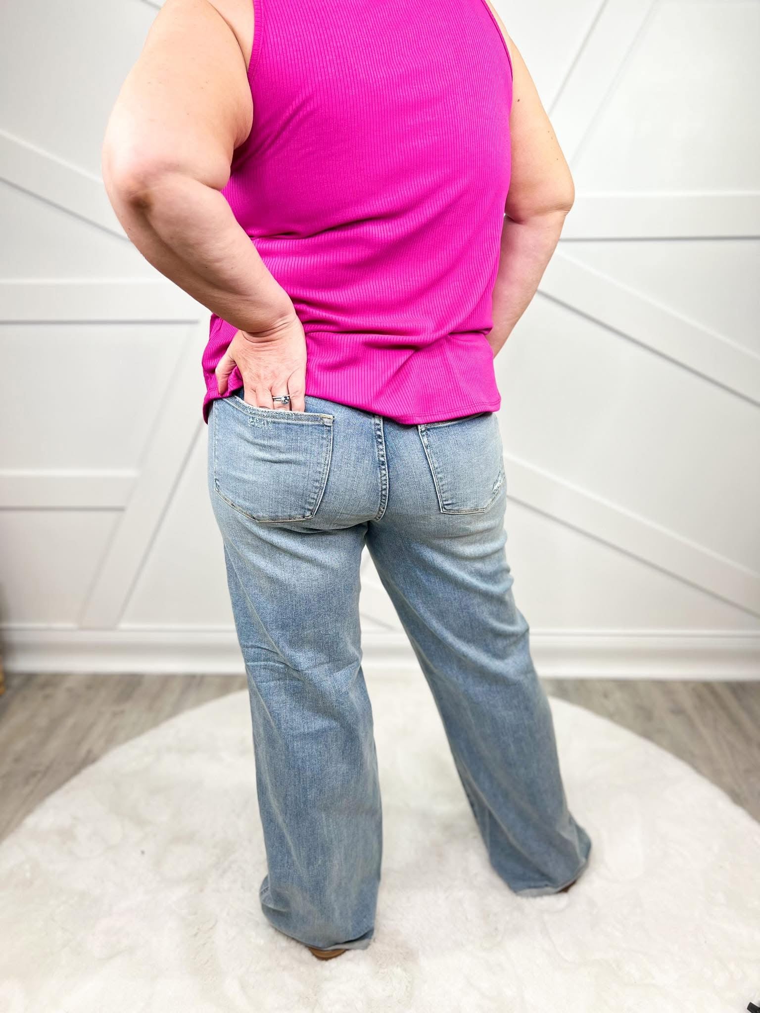 Set It Straight Tummy Control Wide Leg by Judy Blue-190 Jeans-Judy Blue-Heathered Boho Boutique, Women's Fashion and Accessories in Palmetto, FL