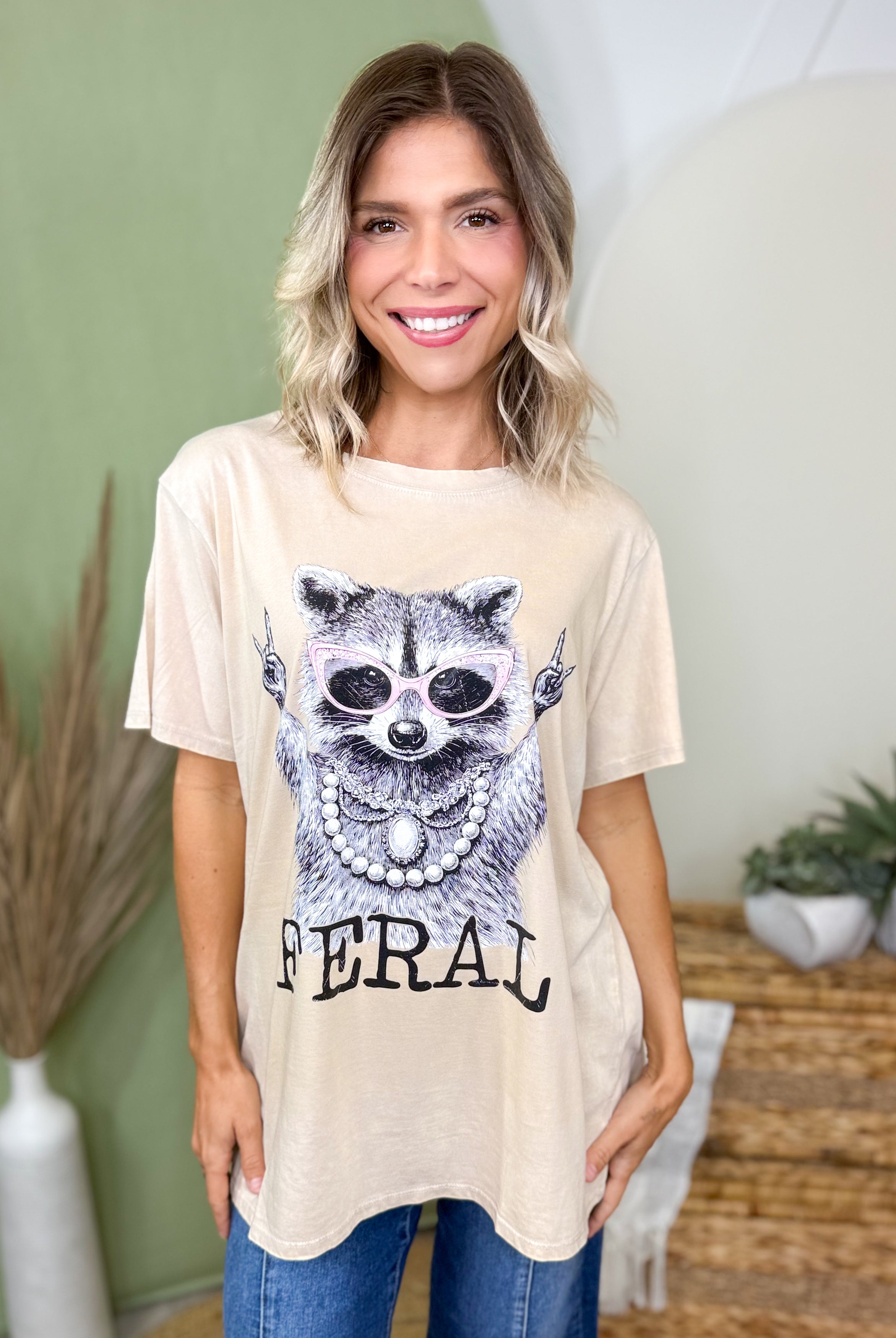 Feral Bandit Graphic Tee-130 Graphic Tees-Heathered Boho-Heathered Boho Boutique, Women's Fashion and Accessories in Palmetto, FL