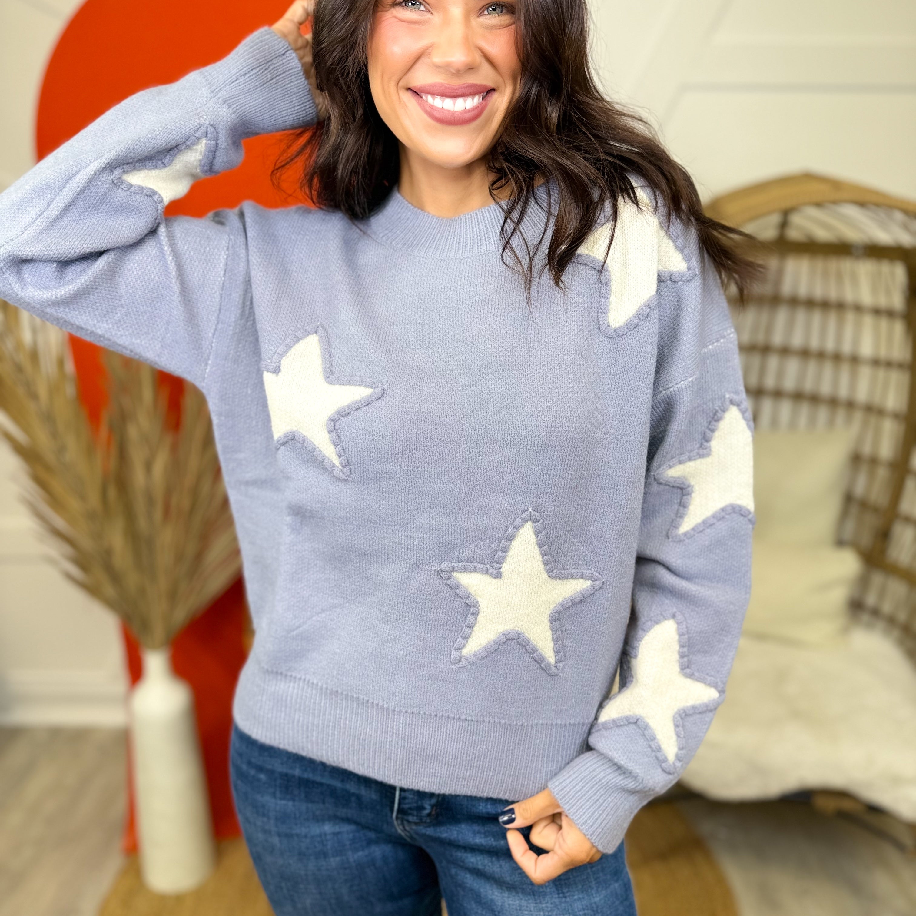 Constellation Sweater-125 SWEATER-SEW IN LOVE-Heathered Boho Boutique, Women's Fashion and Accessories in Palmetto, FL