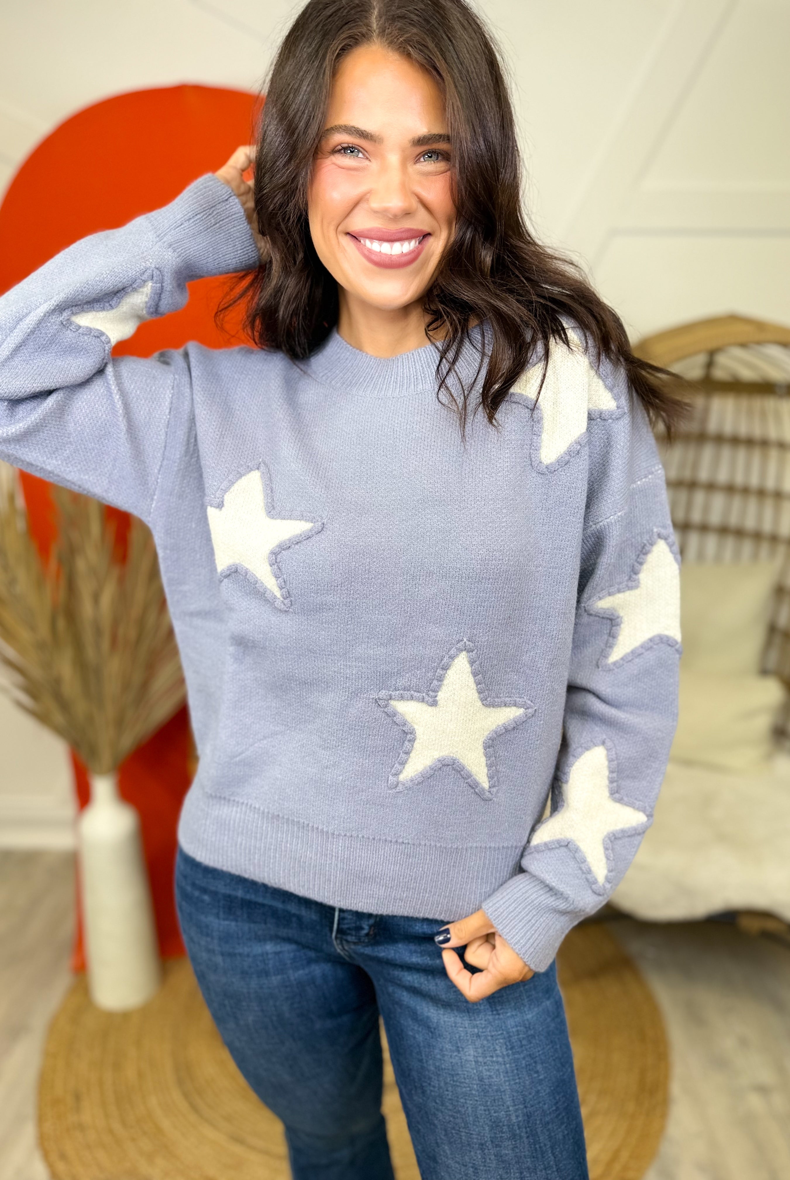 Constellation Sweater-125 SWEATER-SEW IN LOVE-Heathered Boho Boutique, Women's Fashion and Accessories in Palmetto, FL