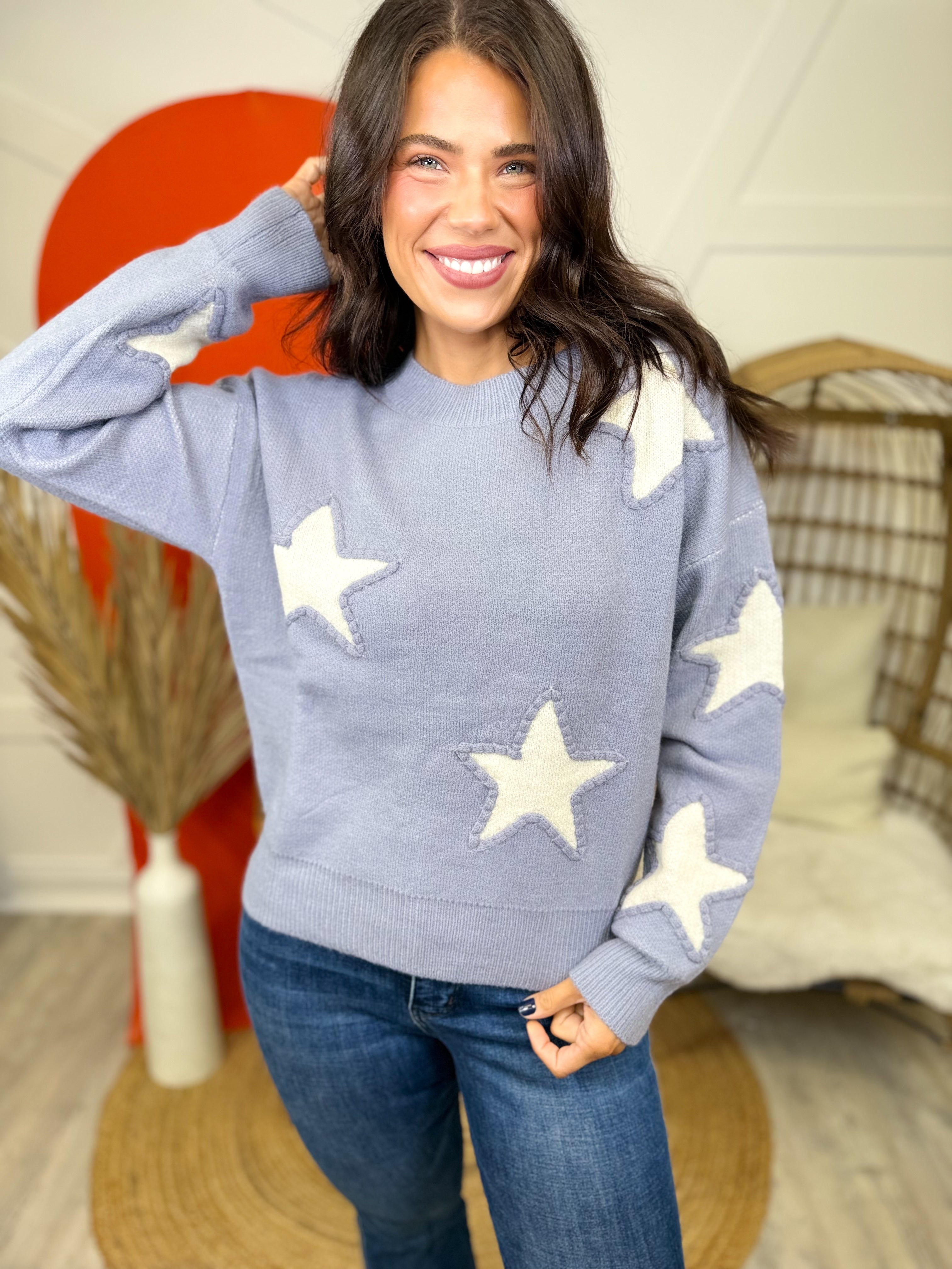 Constellation Sweater-125 SWEATER-SEW IN LOVE-Heathered Boho Boutique, Women's Fashion and Accessories in Palmetto, FL