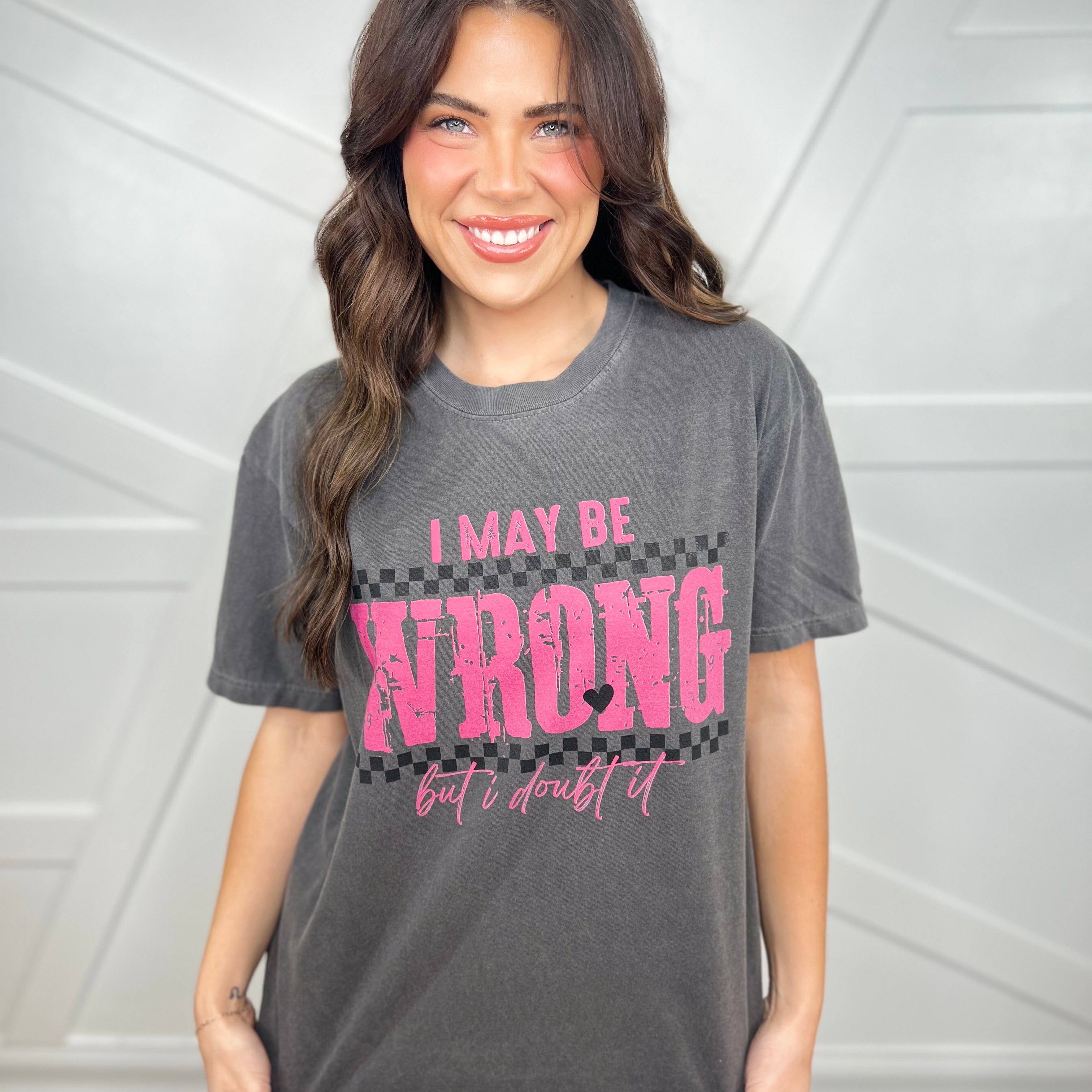 I May Be Wrong Graphic Tee-130 Graphic Tees-Heathered Boho-Heathered Boho Boutique, Women's Fashion and Accessories in Palmetto, FL