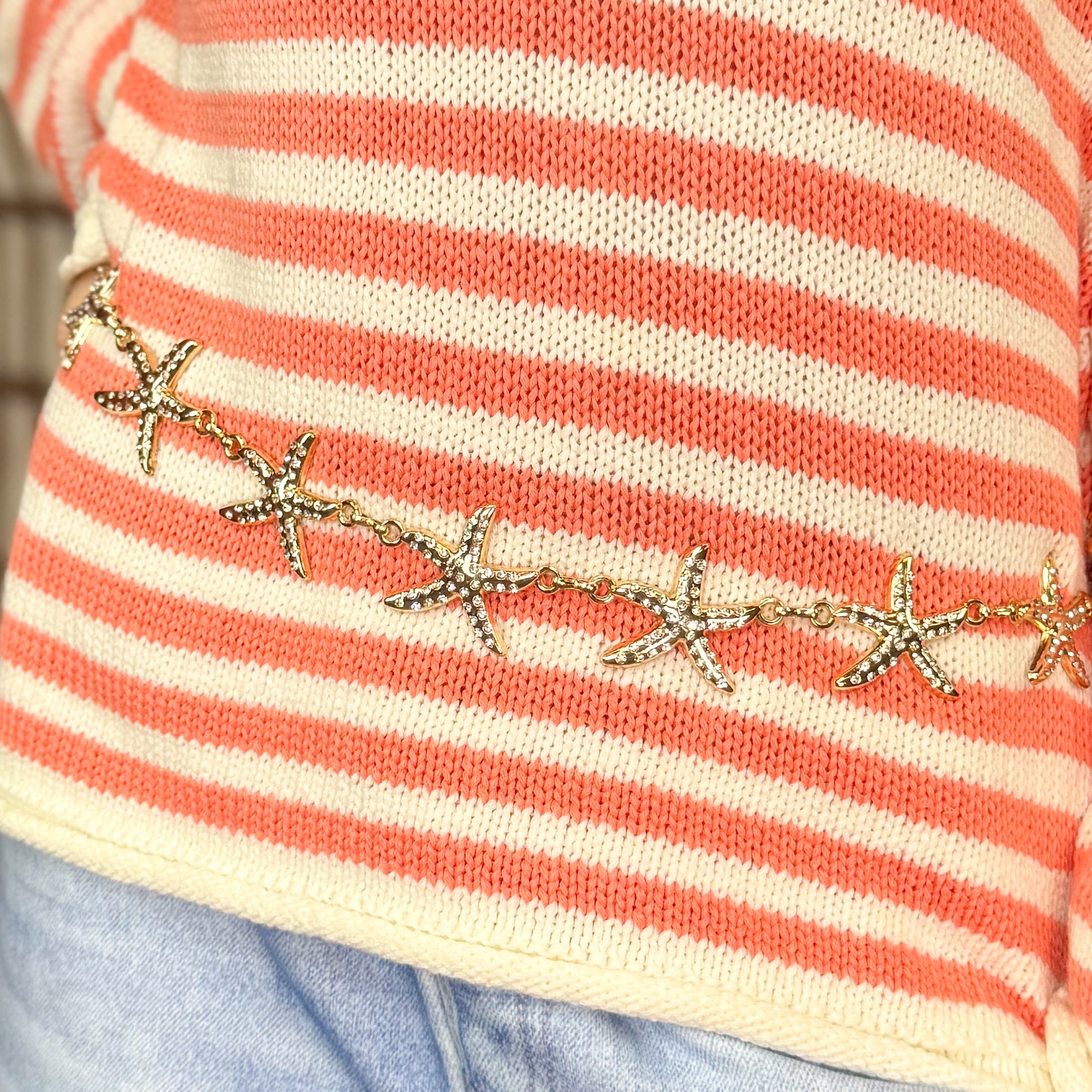 Multi Starfish Link Chain Belt-340 Other Accessories-Fame Accessories-Heathered Boho Boutique, Women's Fashion and Accessories in Palmetto, FL