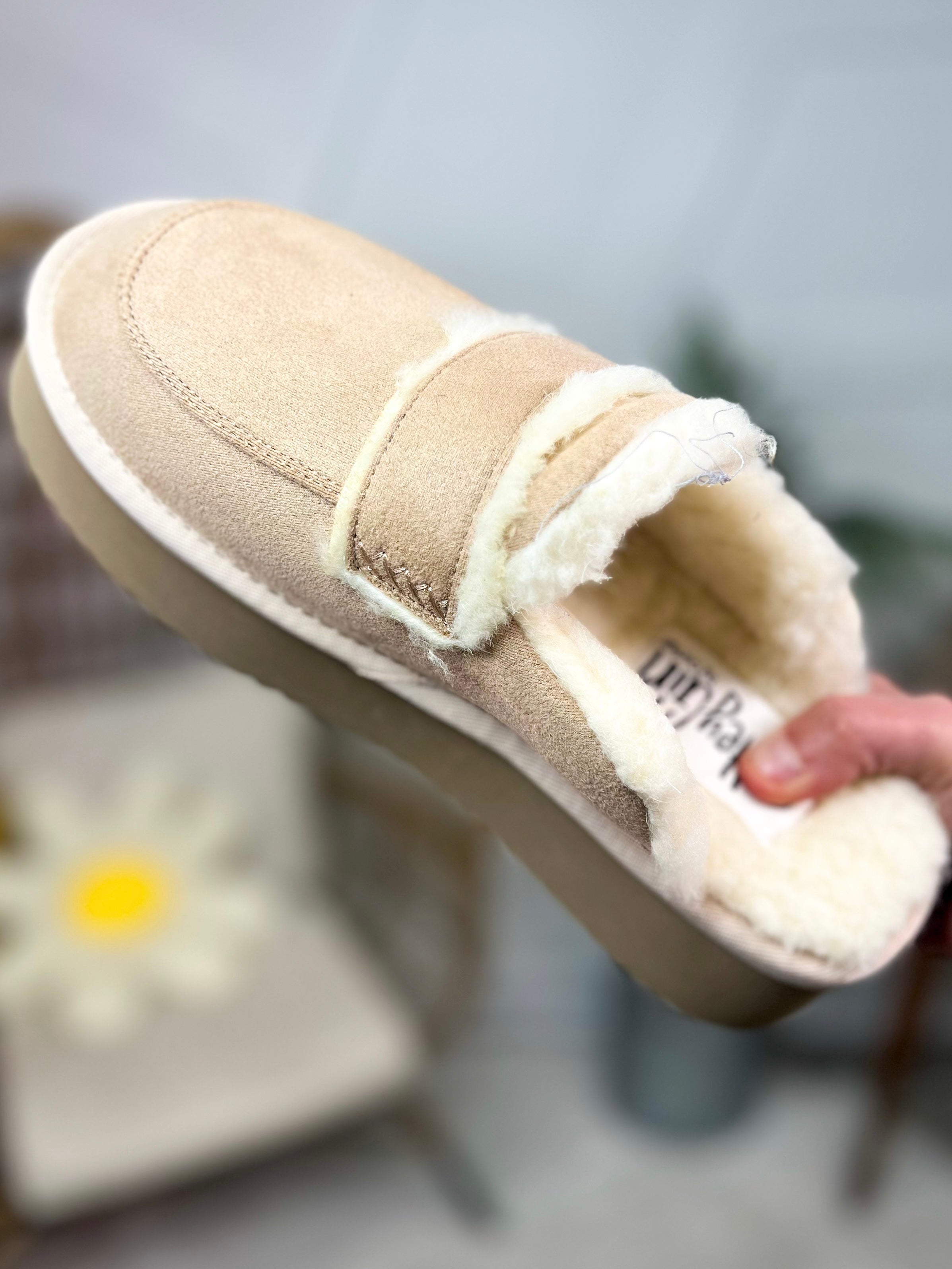 Veg Out Slippers - Sand Faux Suede-350 Shoes-Corkys-Heathered Boho Boutique, Women's Fashion and Accessories in Palmetto, FL