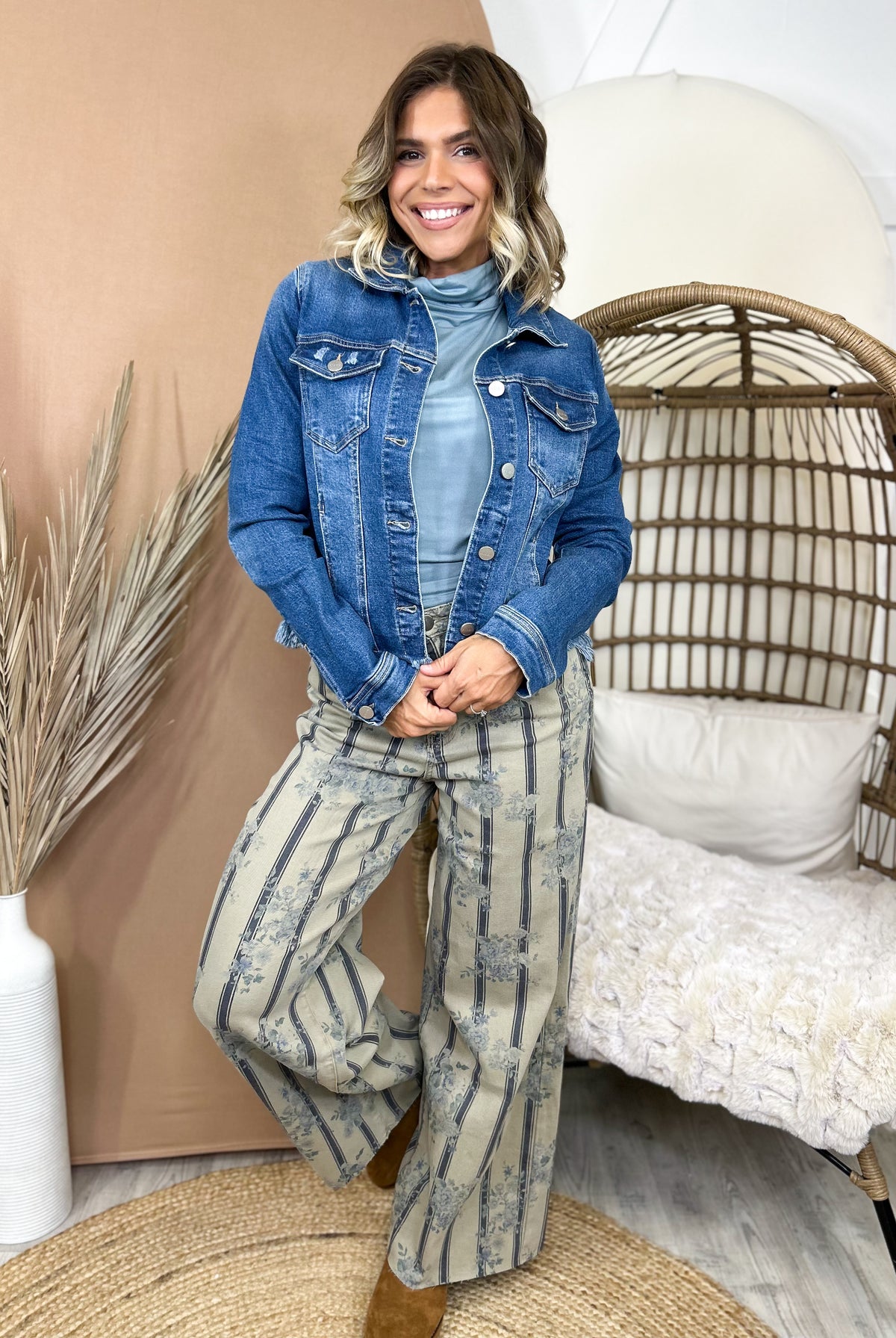 Better With Time Denim Jacket-200 JACKETS/SHACKETS-RISEN-Heathered Boho Boutique, Women's Fashion and Accessories in Palmetto, FL