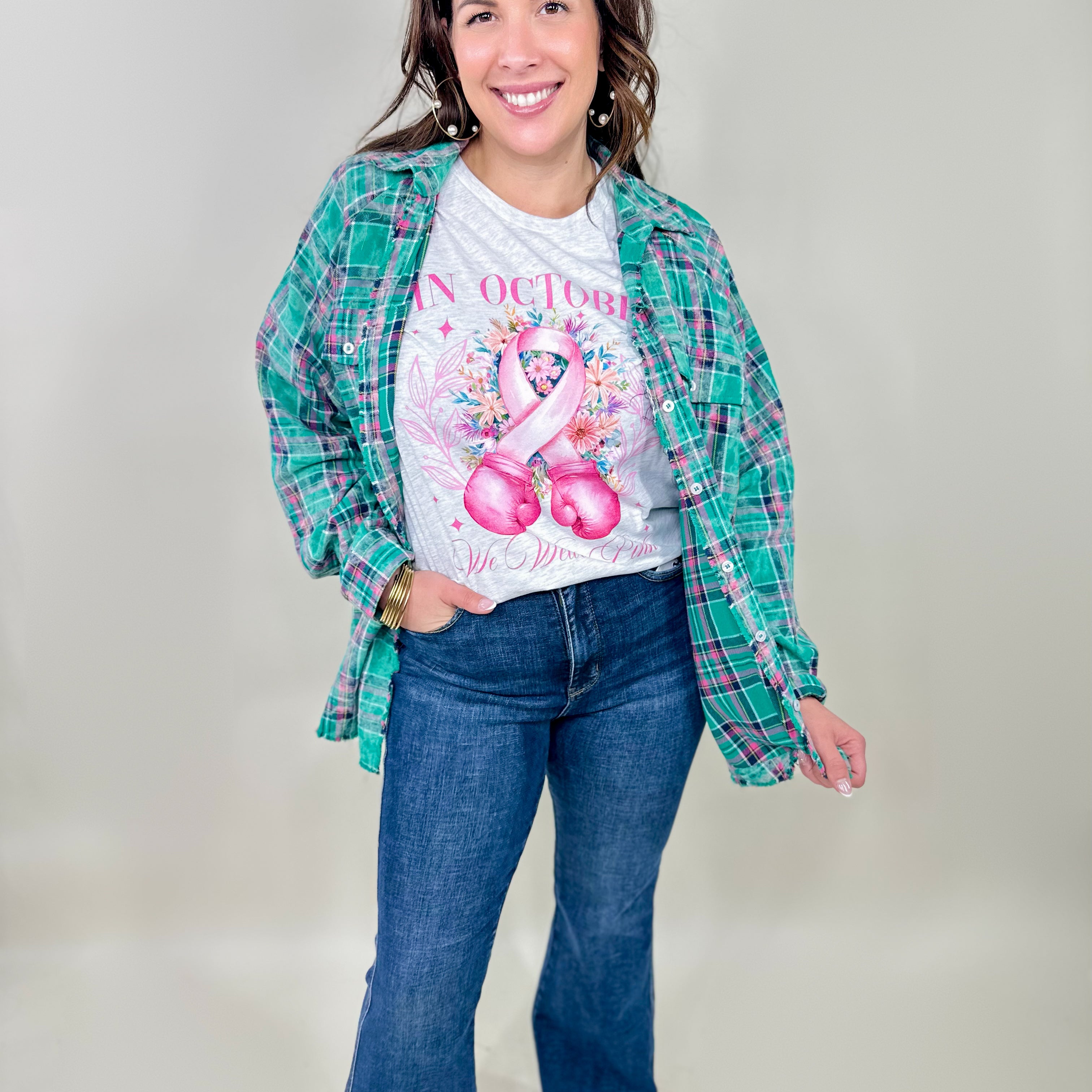 Pink Boxing Gloves Graphic Tee - Ash-130 Graphic Tees-Heathered Boho-Heathered Boho Boutique, Women's Fashion and Accessories in Palmetto, FL