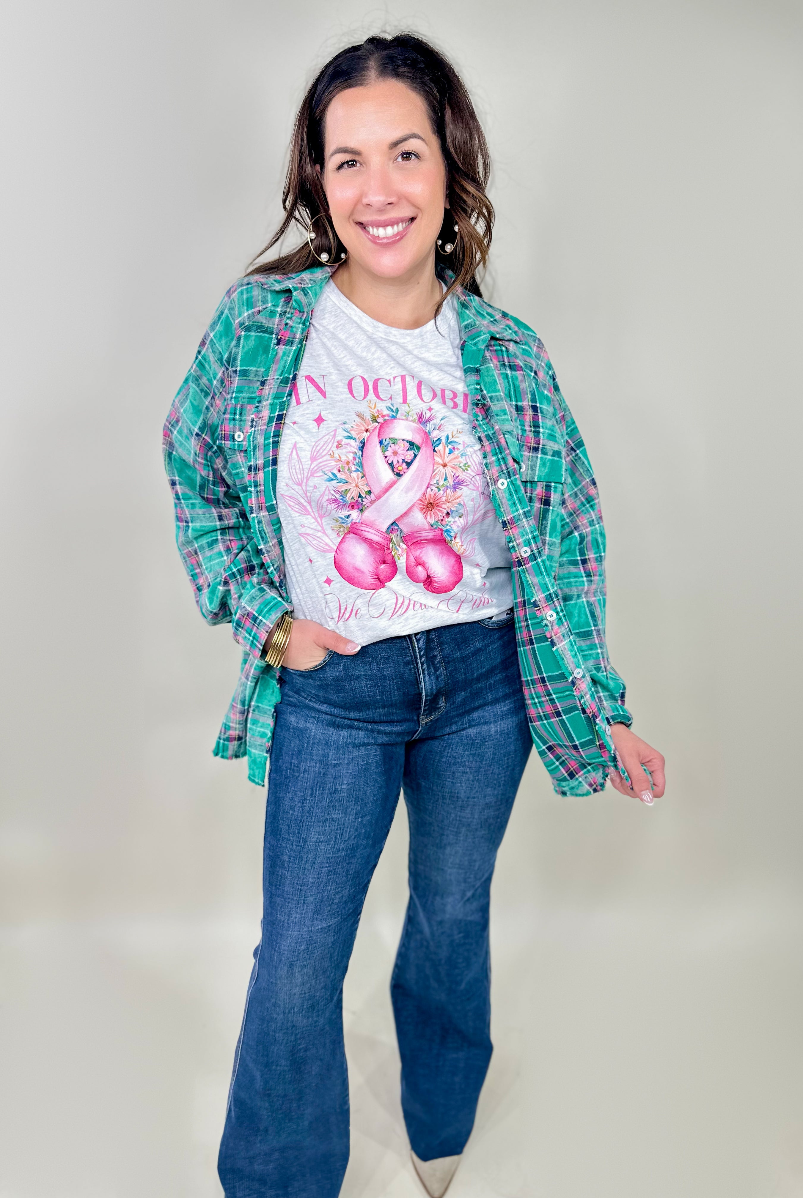 Pink Boxing Gloves Graphic Tee - Ash-130 Graphic Tees-Heathered Boho-Heathered Boho Boutique, Women's Fashion and Accessories in Palmetto, FL