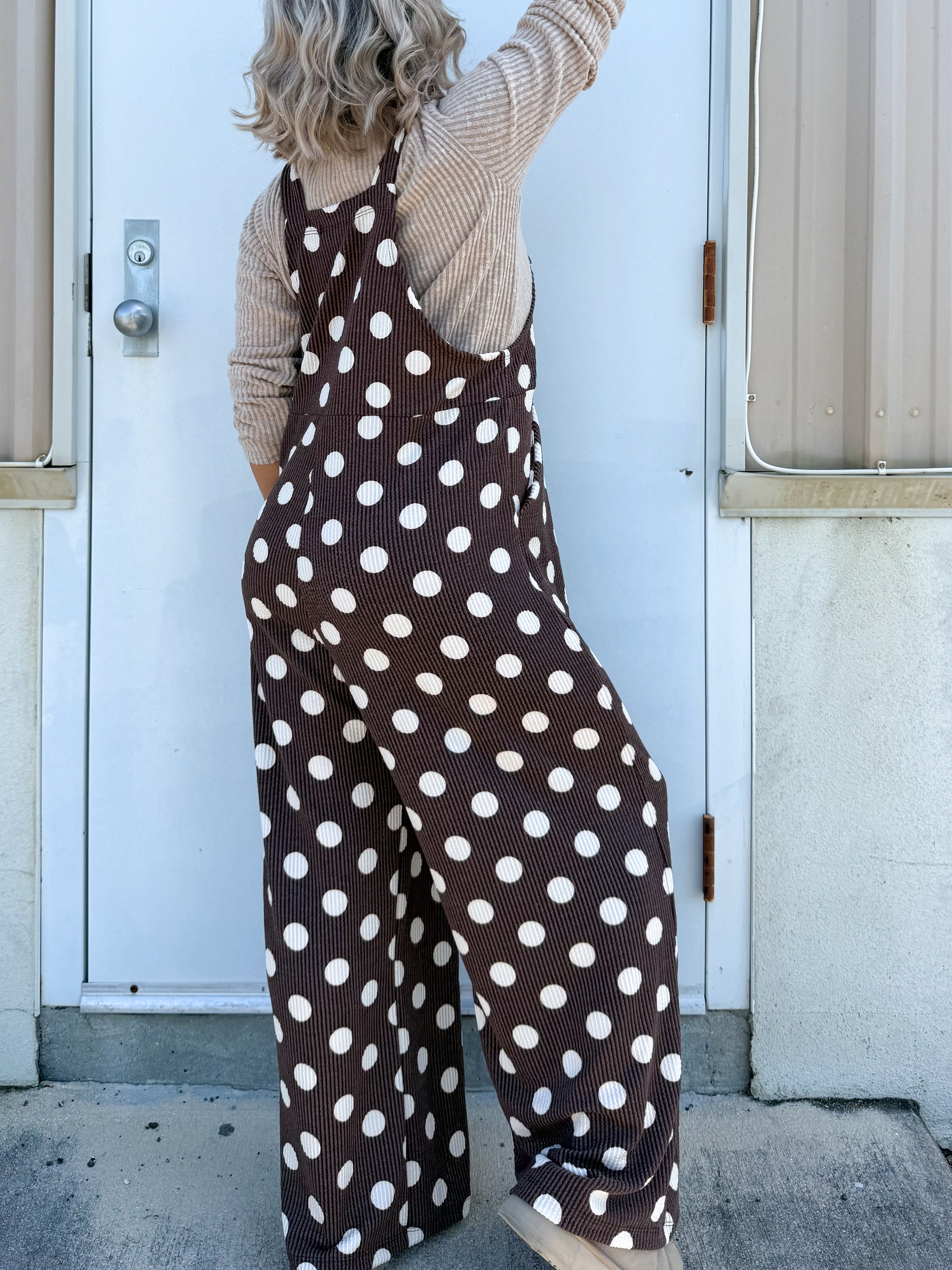 Polka Dot Karli Boho Overalls-230 DRESSES/JUMPSUITS/ROMPERS-Blakeley-Heathered Boho Boutique, Women's Fashion and Accessories in Palmetto, FL