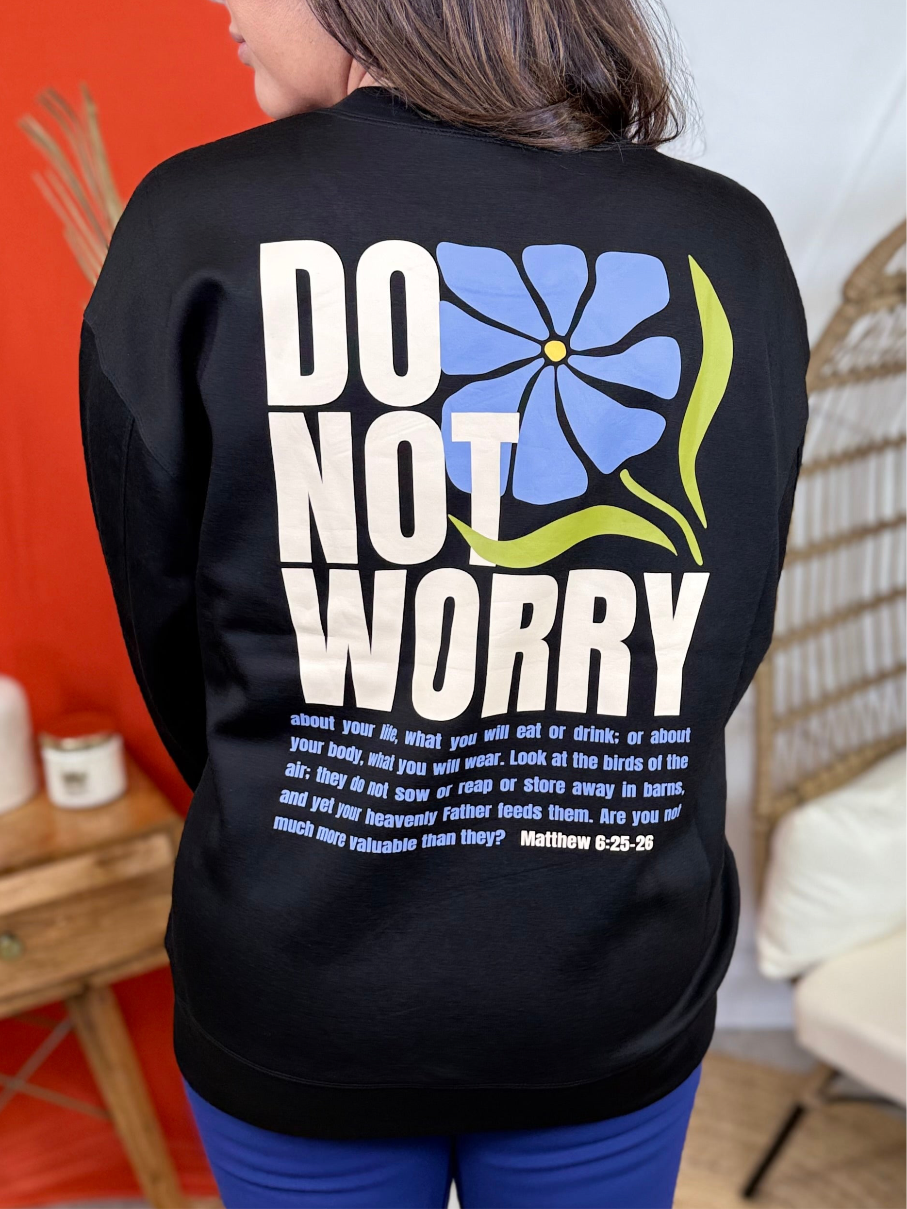 Do Not Worry Pullover Sweatshirt-120 Long Sleeve Tops-YELETE-Heathered Boho Boutique, Women's Fashion and Accessories in Palmetto, FL