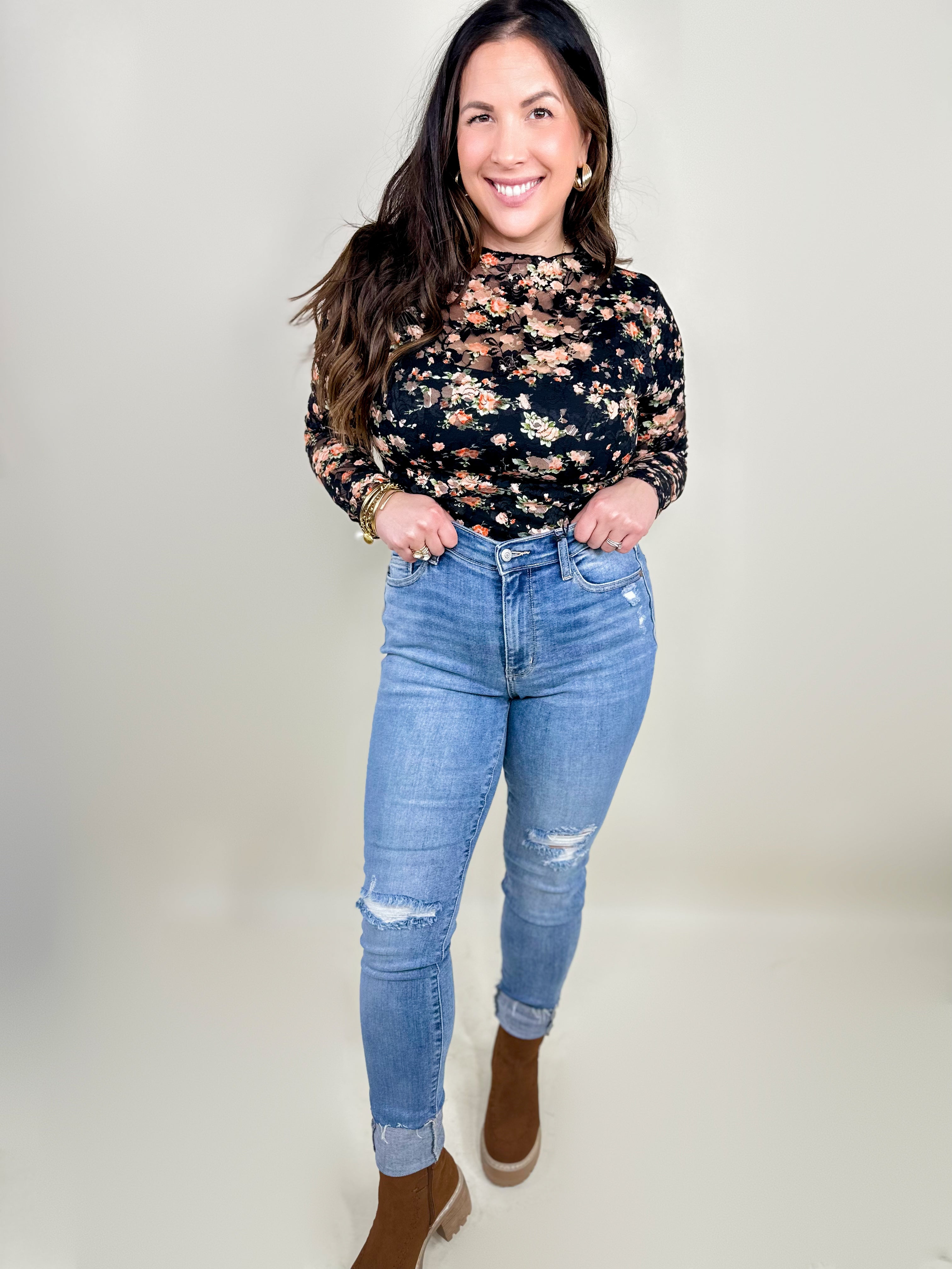 Skip in My Step Skinny Jeans by Judy Blue-190 Jeans-Judy Blue-Heathered Boho Boutique, Women's Fashion and Accessories in Palmetto, FL