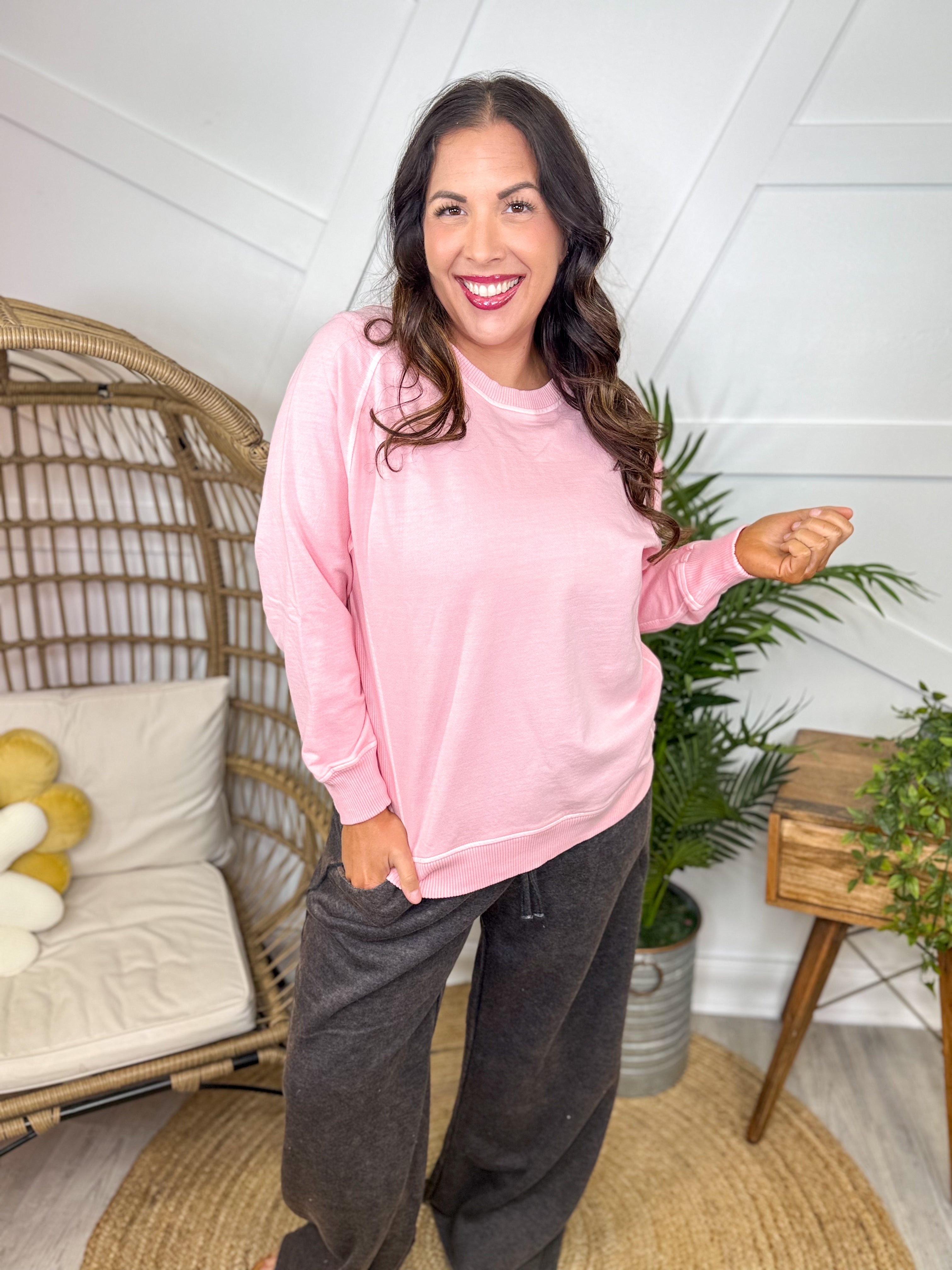 Lived In Layer Pullover-120 LONG SLEEVE TOPS-ZENANA-Heathered Boho Boutique, Women's Fashion and Accessories in Palmetto, FL