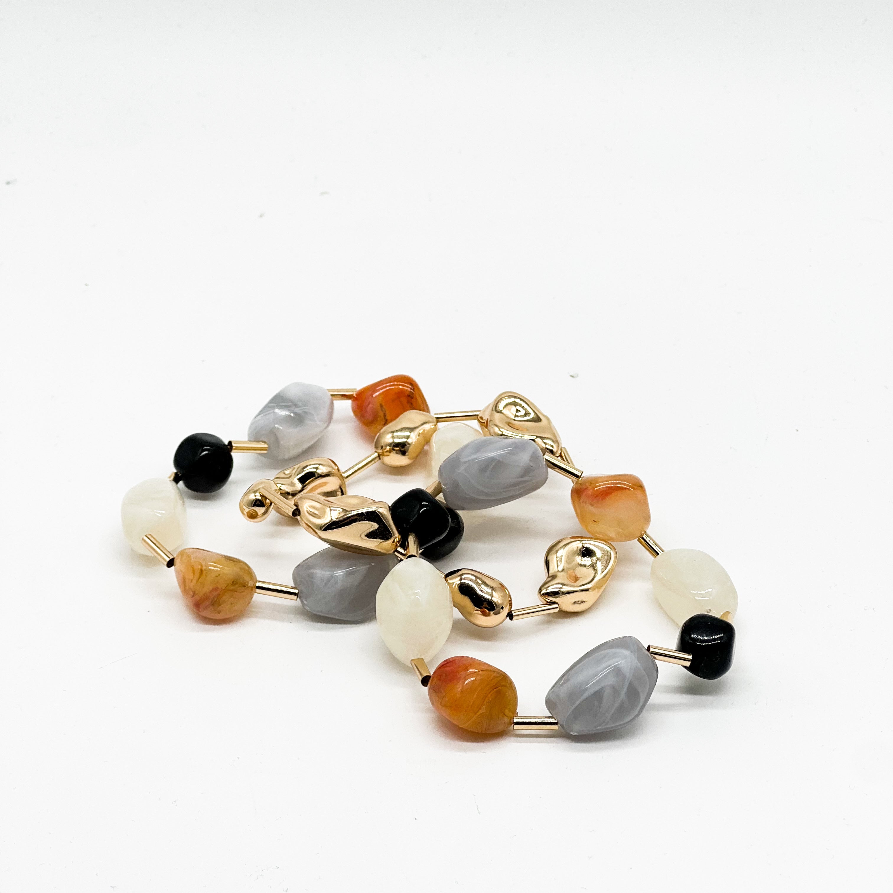 Irregular Metallic And Acrylic Beaded Bracelet Set-310 Jewelry-Fame Accessories-Heathered Boho Boutique, Women's Fashion and Accessories in Palmetto, FL