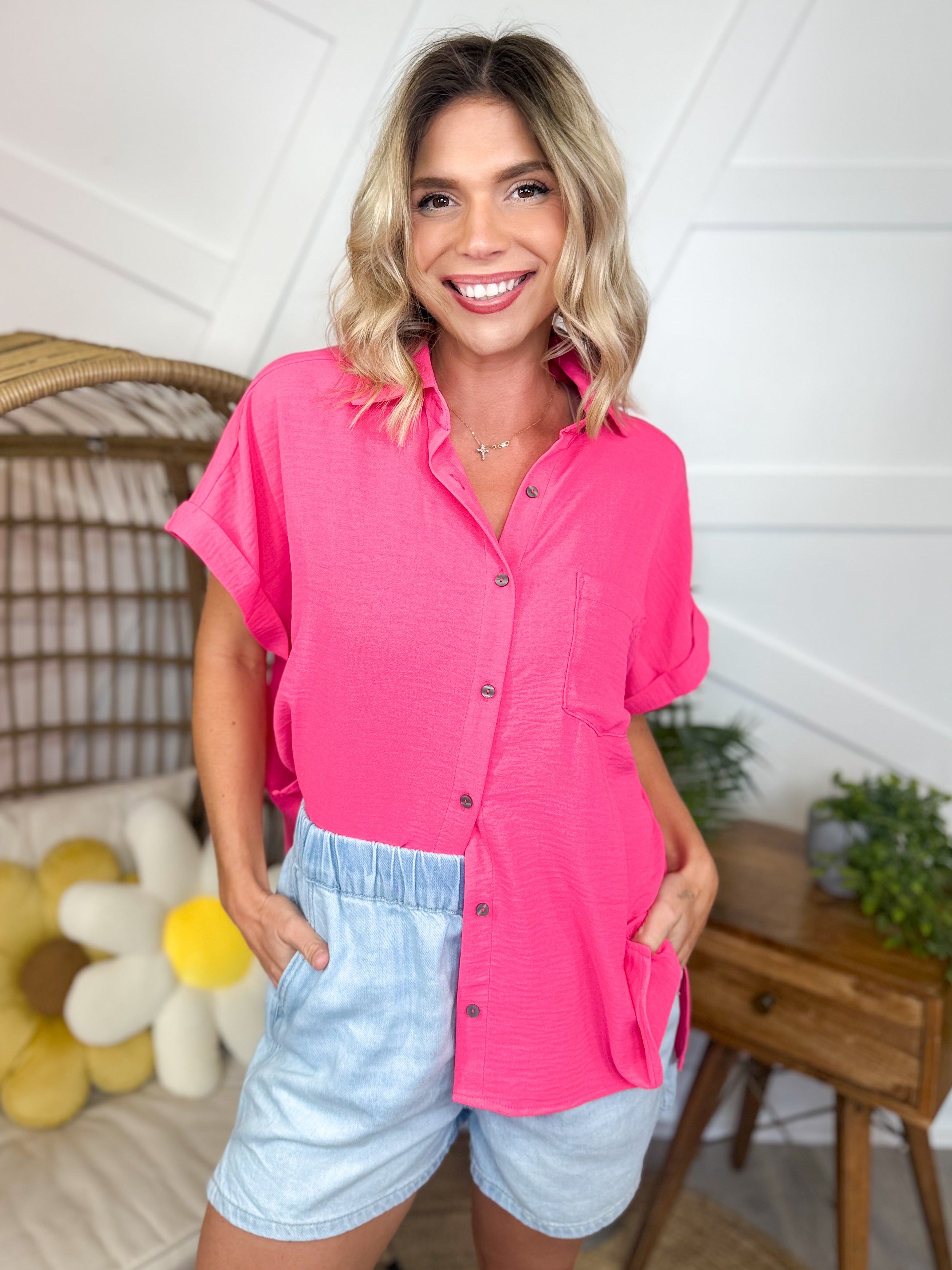 Cool Current Top-110 SHORT SLEEVE TOP-ZENANA-Heathered Boho Boutique, Women's Fashion and Accessories in Palmetto, FL