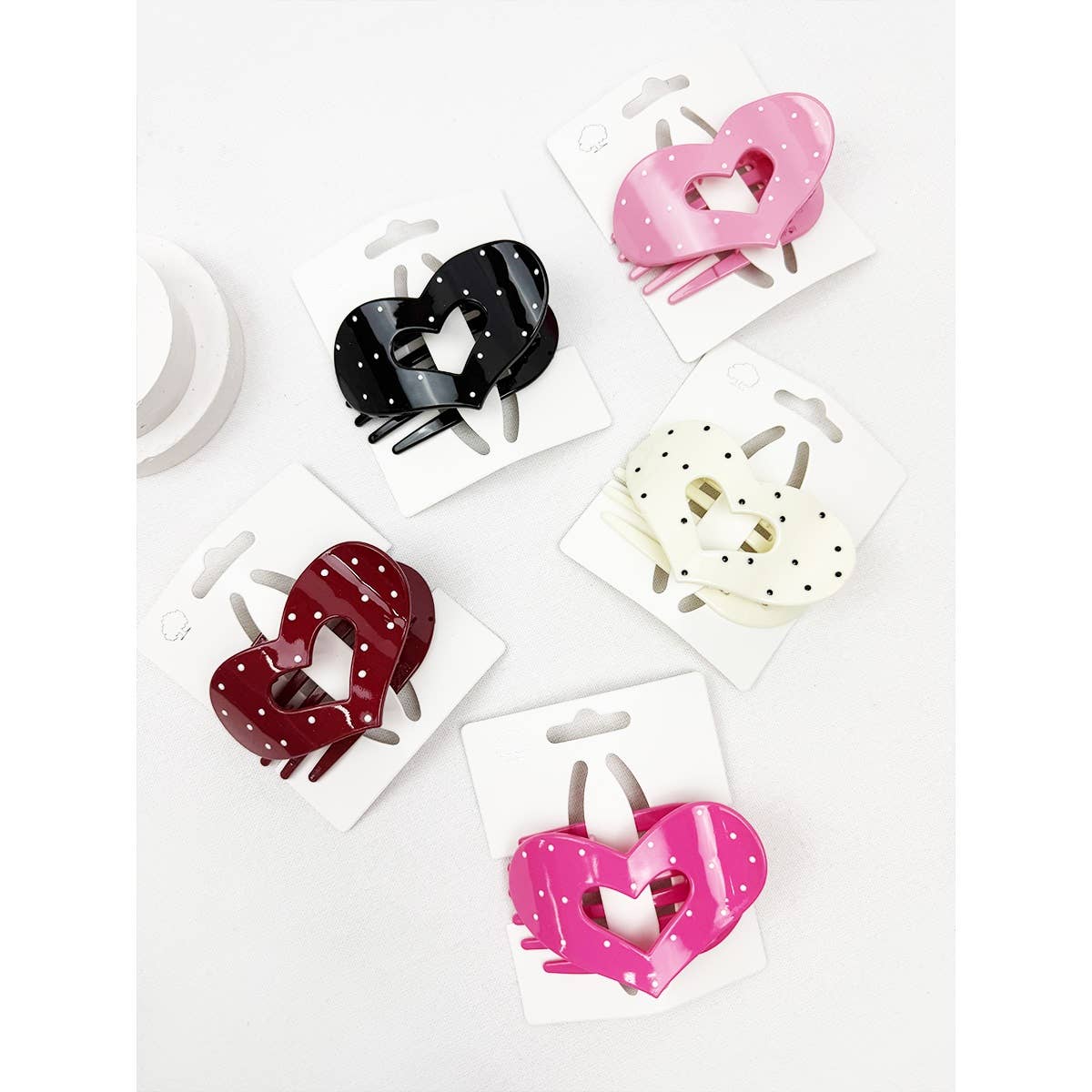 Lovely Polka Dot Heart Cut out Flat Hair Clip-340 Other Accessories-Love and Repeat-Heathered Boho Boutique, Women's Fashion and Accessories in Palmetto, FL