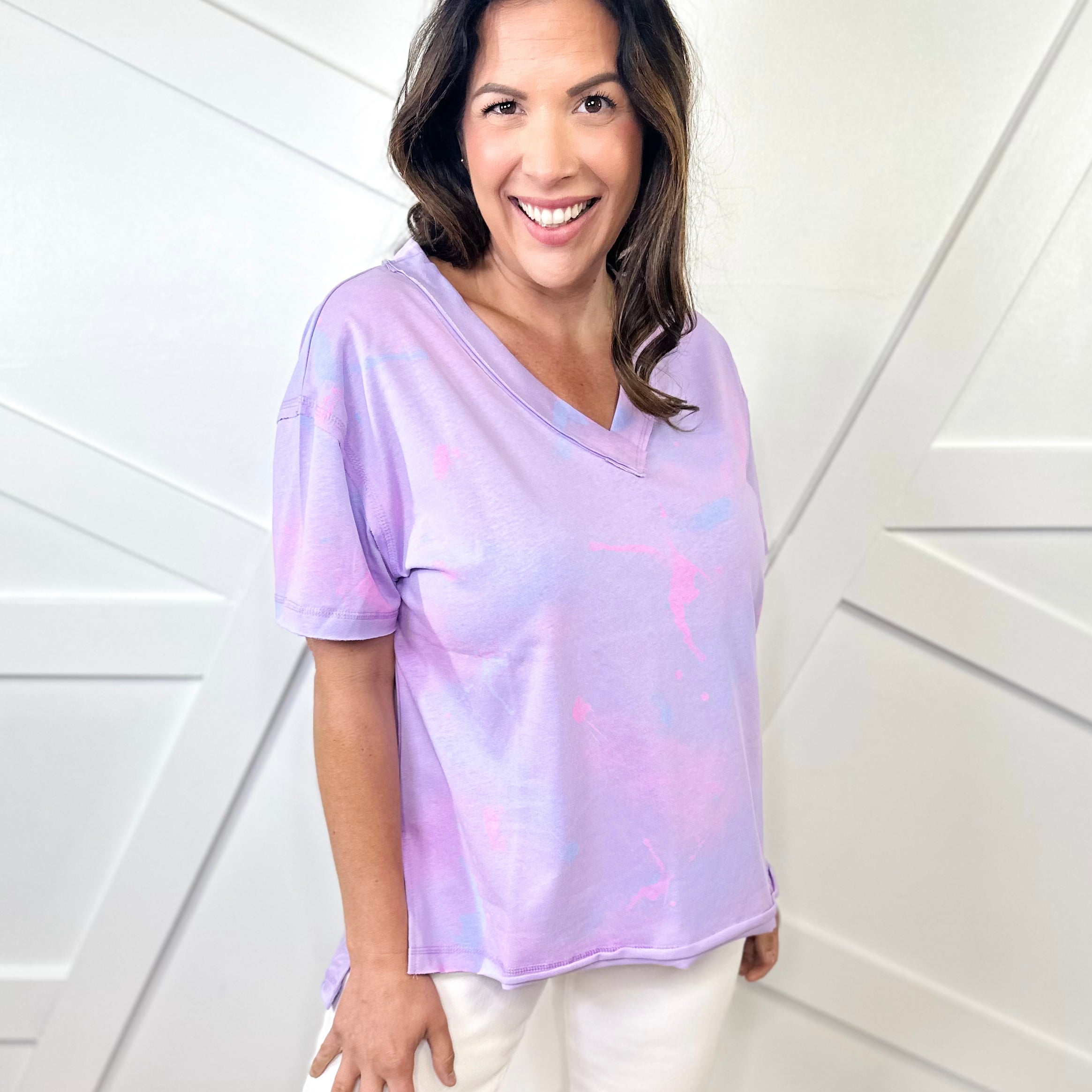 Restock: Fresh Paint Top-110 SHORT SLEEVE TOP-White Birch-Heathered Boho Boutique, Women's Fashion and Accessories in Palmetto, FL