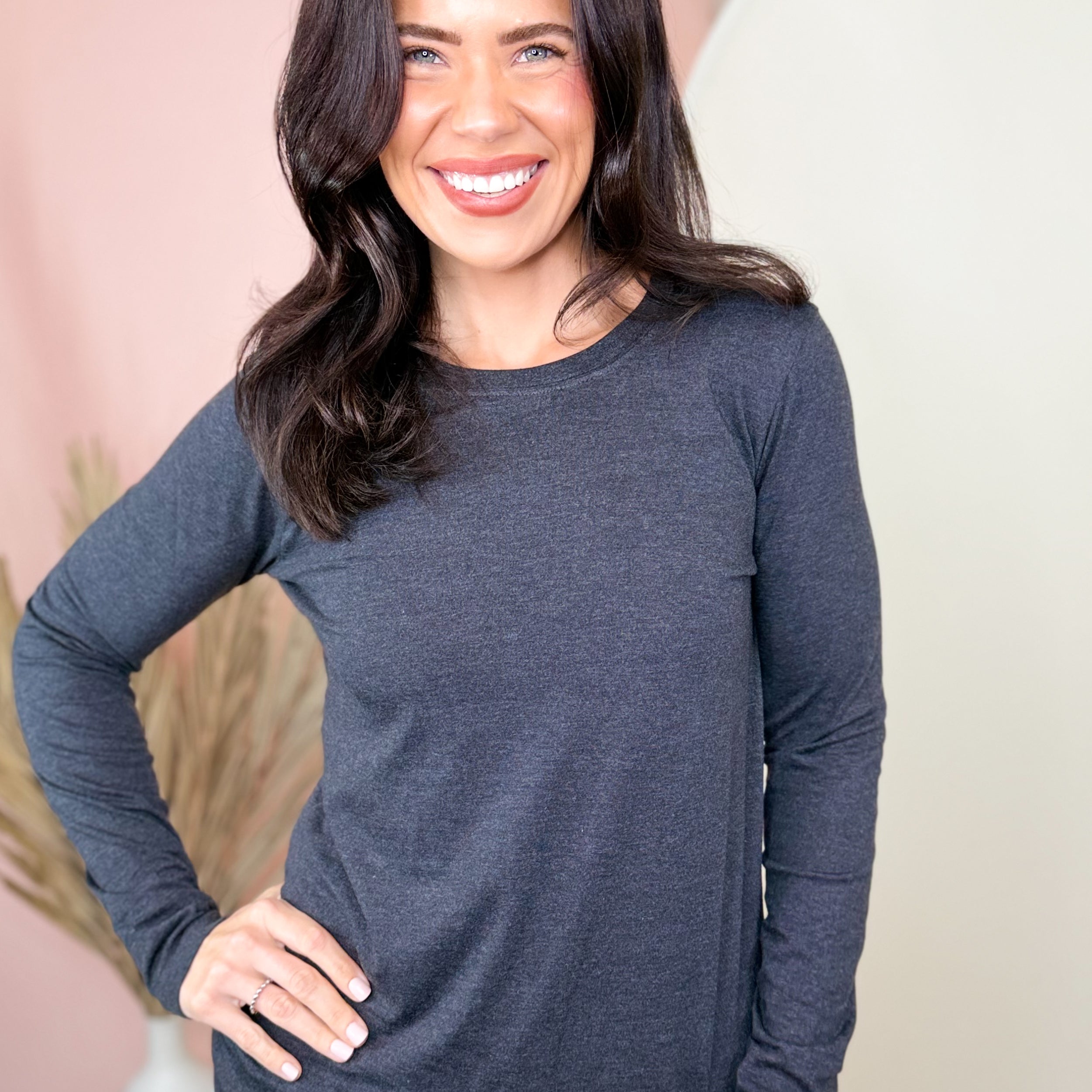 The Everyday Essential Long Sleeve Top-120 LONG SLEEVE TOPS-ZENANA-Heathered Boho Boutique, Women's Fashion and Accessories in Palmetto, FL