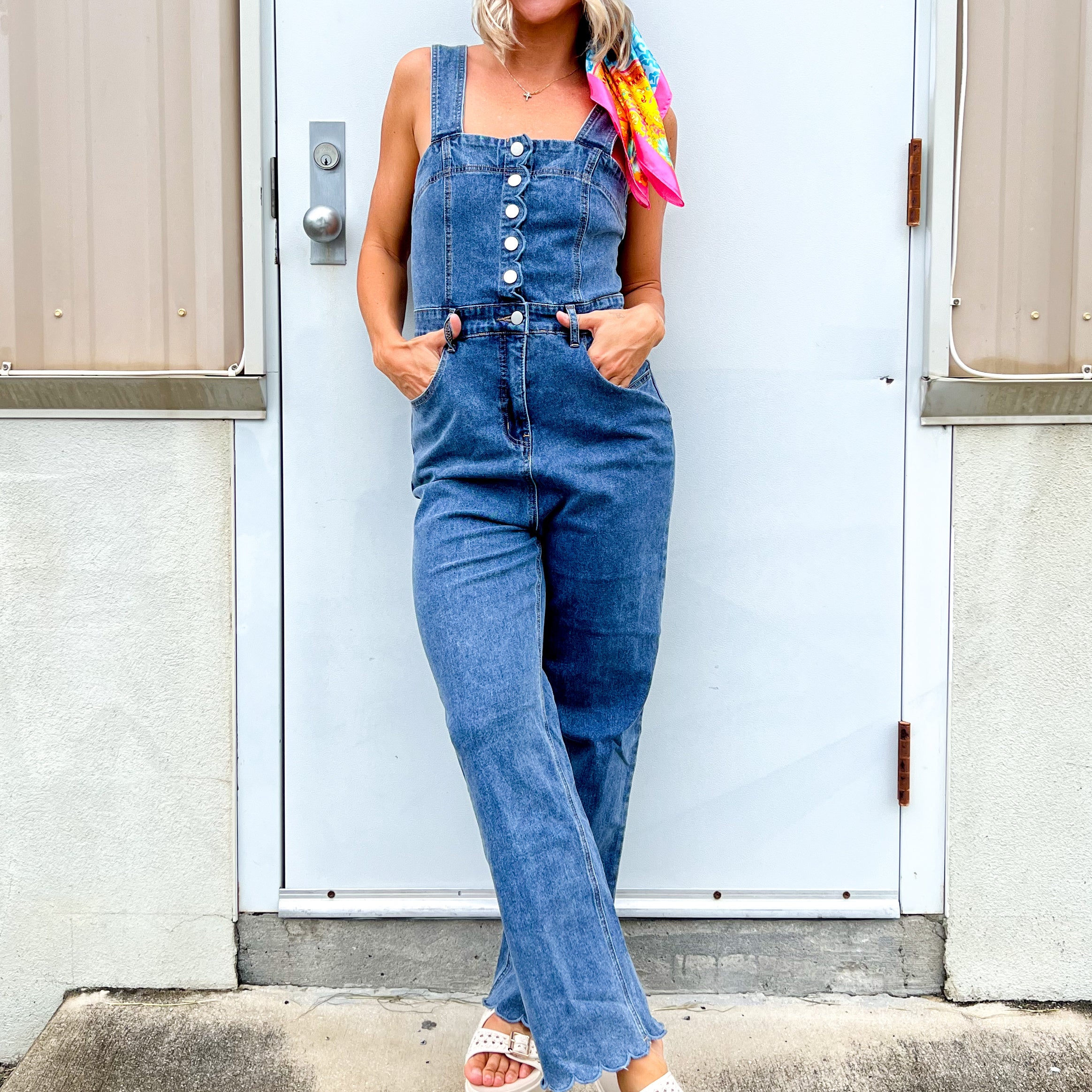 City Stroll Denim Jumpsuit-230 DRESSES/JUMPSUITS/ROMPERS-POLAGRAM-Heathered Boho Boutique, Women's Fashion and Accessories in Palmetto, FL