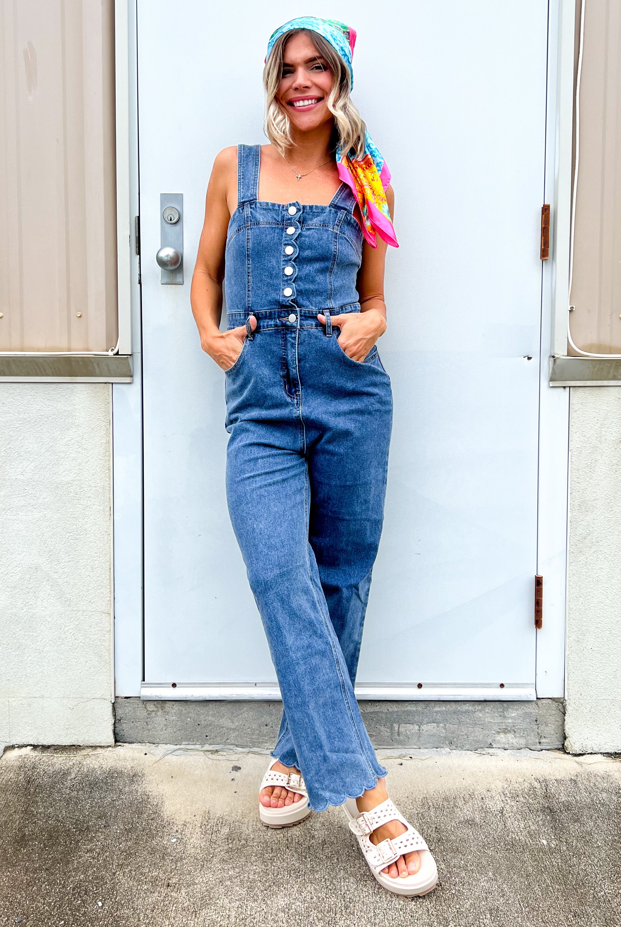 City Stroll Denim Jumpsuit-230 DRESSES/JUMPSUITS/ROMPERS-POLAGRAM-Heathered Boho Boutique, Women's Fashion and Accessories in Palmetto, FL