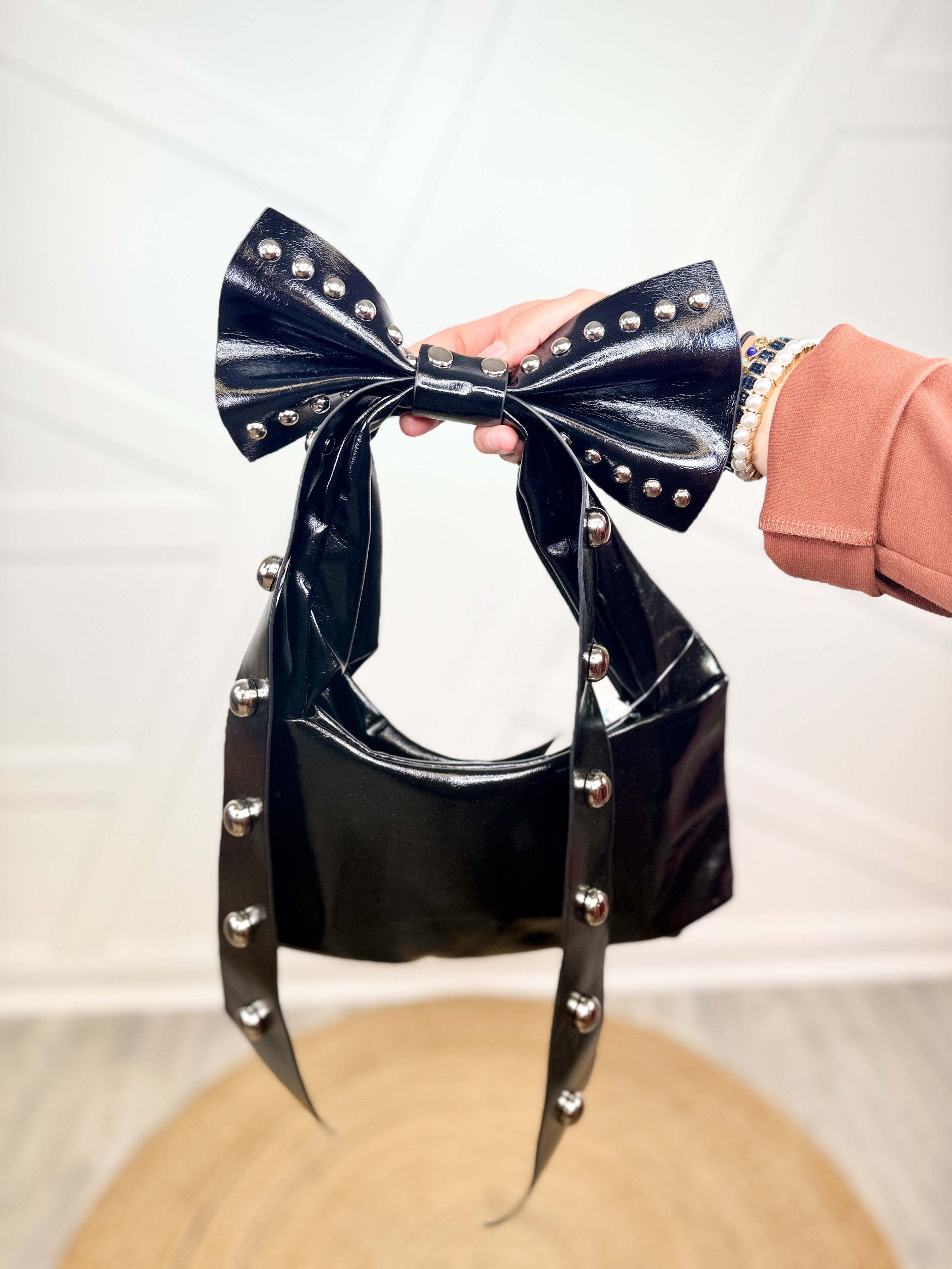 Bow Shoulder Bag-320 Bags-Fame Accessories-Heathered Boho Boutique, Women's Fashion and Accessories in Palmetto, FL