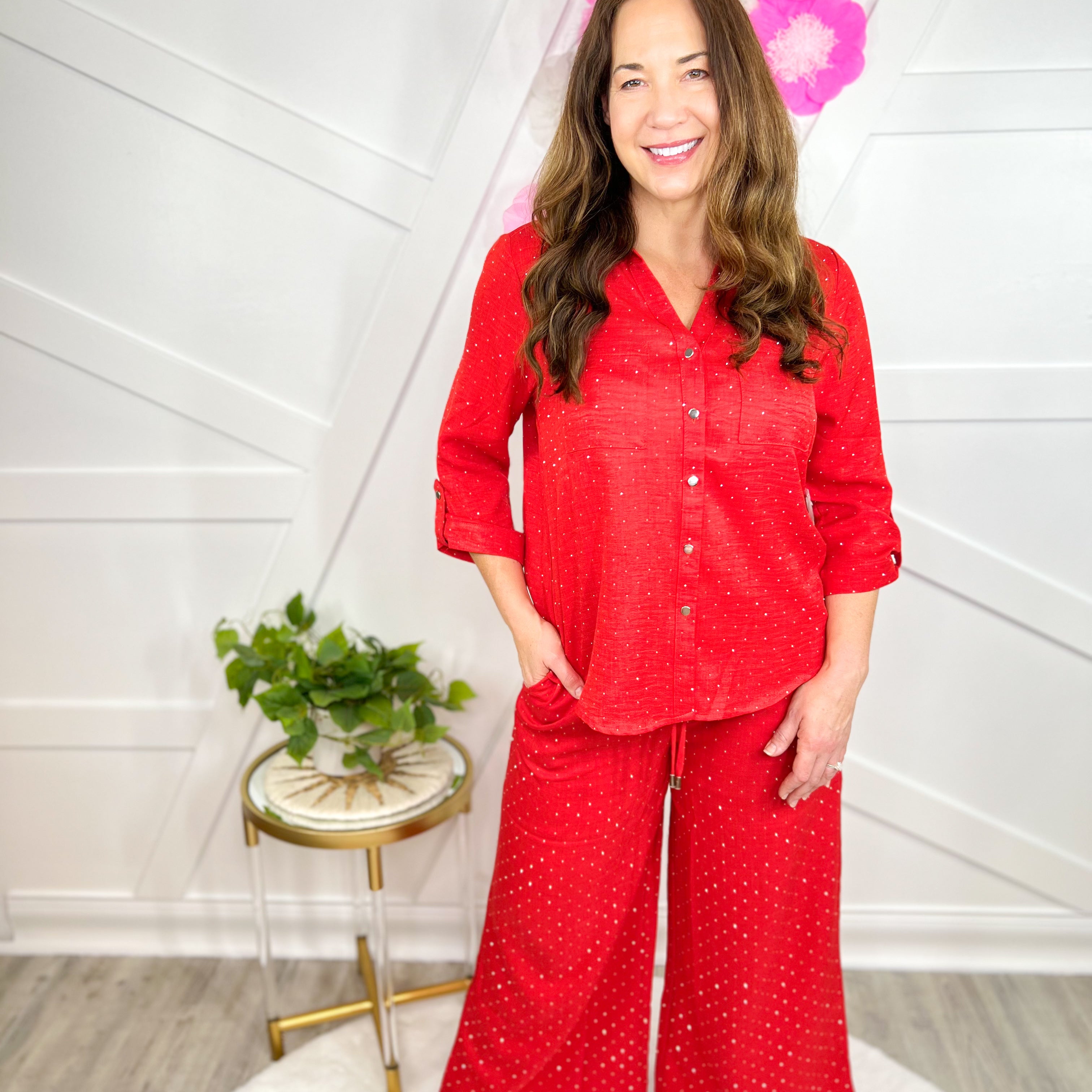 Wish Button Down Top-120 Long Sleeve Tops-SPIN USA-Heathered Boho Boutique, Women's Fashion and Accessories in Palmetto, FL