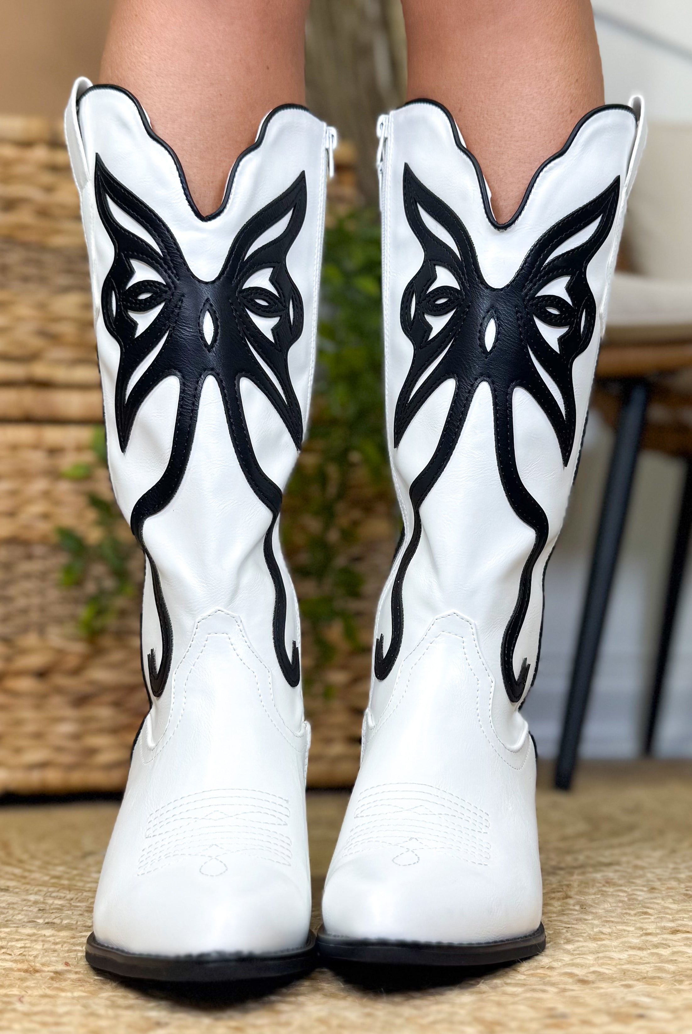 In Your Sights Boots - Black & White-350 SHOES-OLEM SHOE-Heathered Boho Boutique, Women's Fashion and Accessories in Palmetto, FL