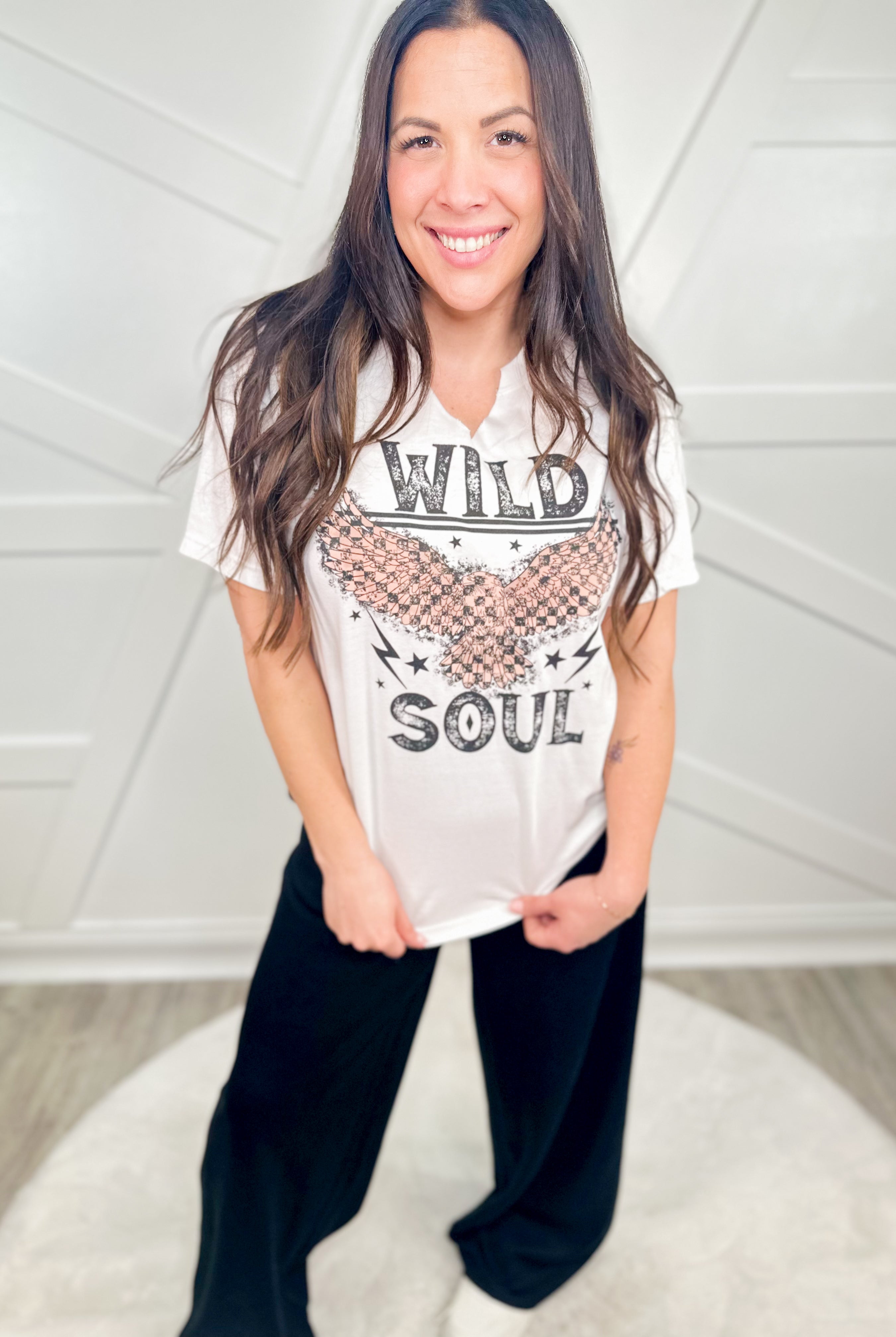 Wild Soul Graphic Tee - Custom Cut-130 Graphic Tees-Heathered Boho-Heathered Boho Boutique, Women's Fashion and Accessories in Palmetto, FL