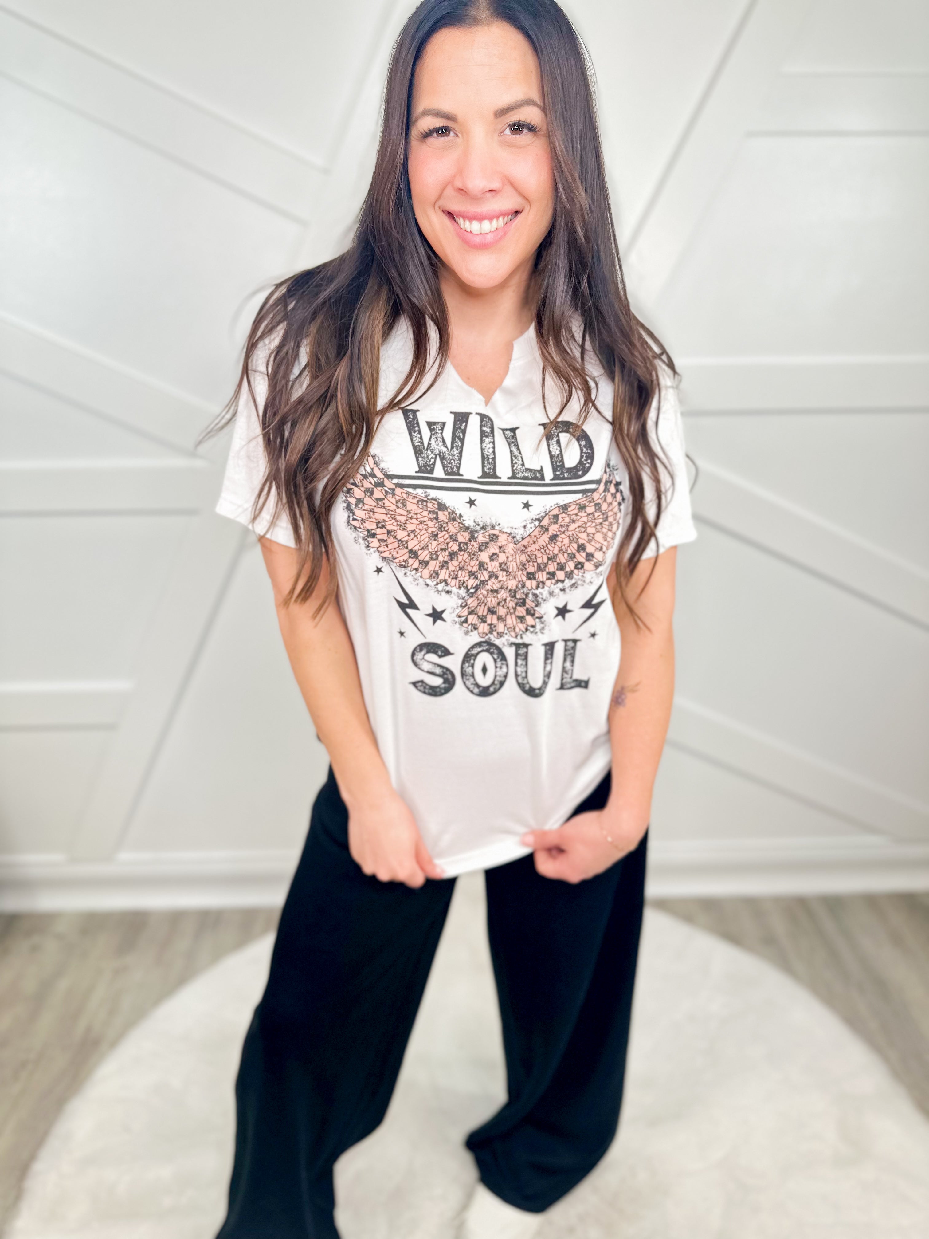 Wild Soul Graphic Tee - Custom Cut-130 Graphic Tees-Heathered Boho-Heathered Boho Boutique, Women's Fashion and Accessories in Palmetto, FL