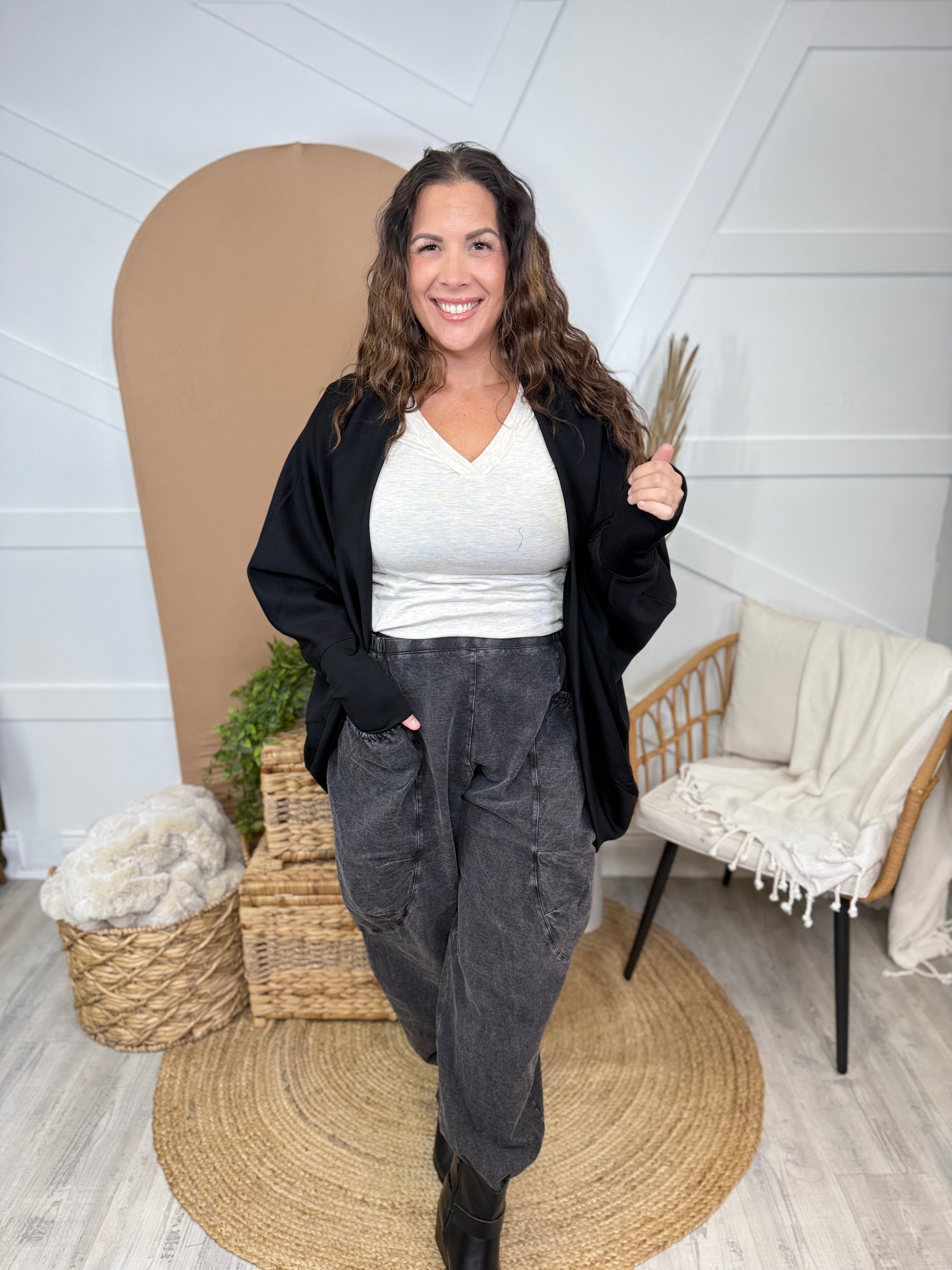 BLACK FRIDAY: Bombshell Barrel Pants-150 PANTS-MONO B-Heathered Boho Boutique, Women's Fashion and Accessories in Palmetto, FL