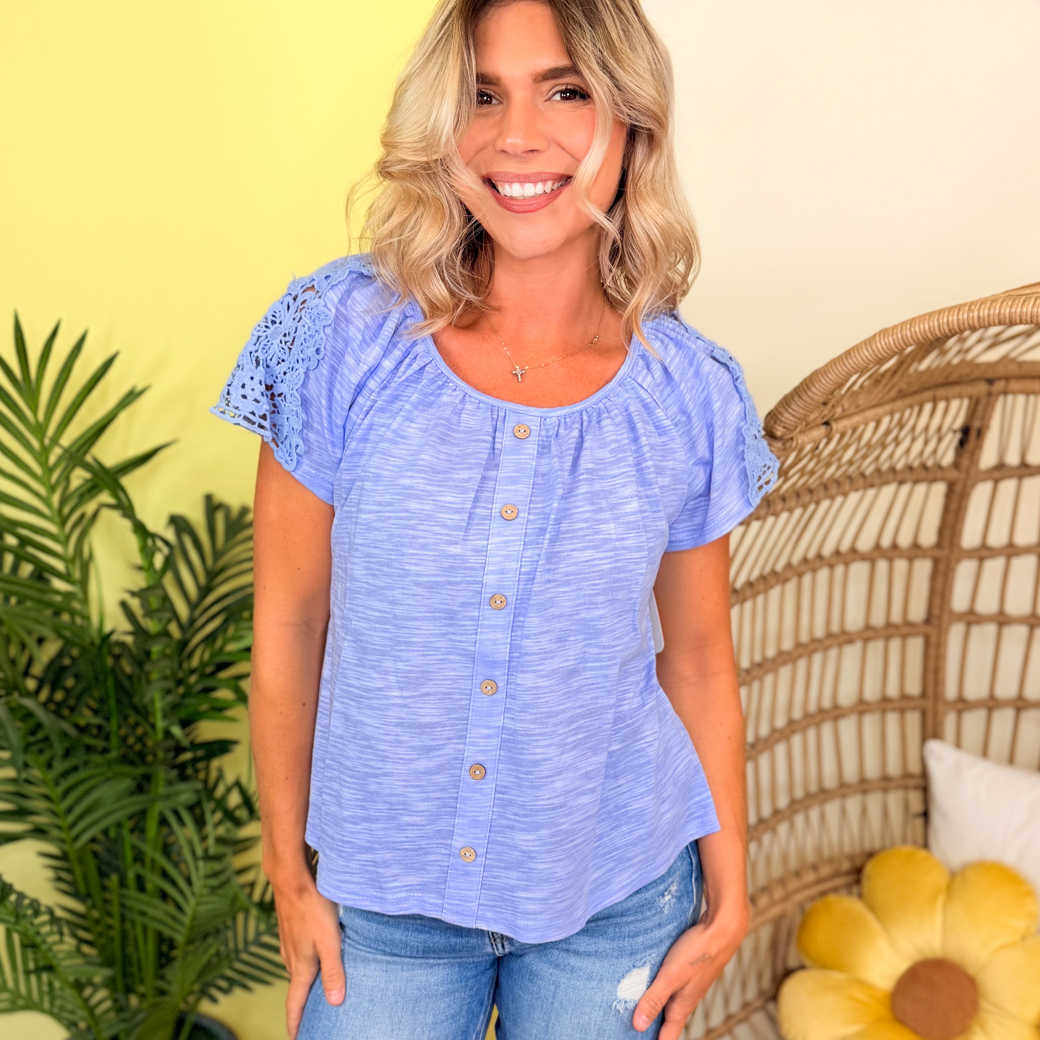 Citrus Breeze Blouse-110 SHORT SLEEVE TOP-SEW IN LOVE-Heathered Boho Boutique, Women's Fashion and Accessories in Palmetto, FL