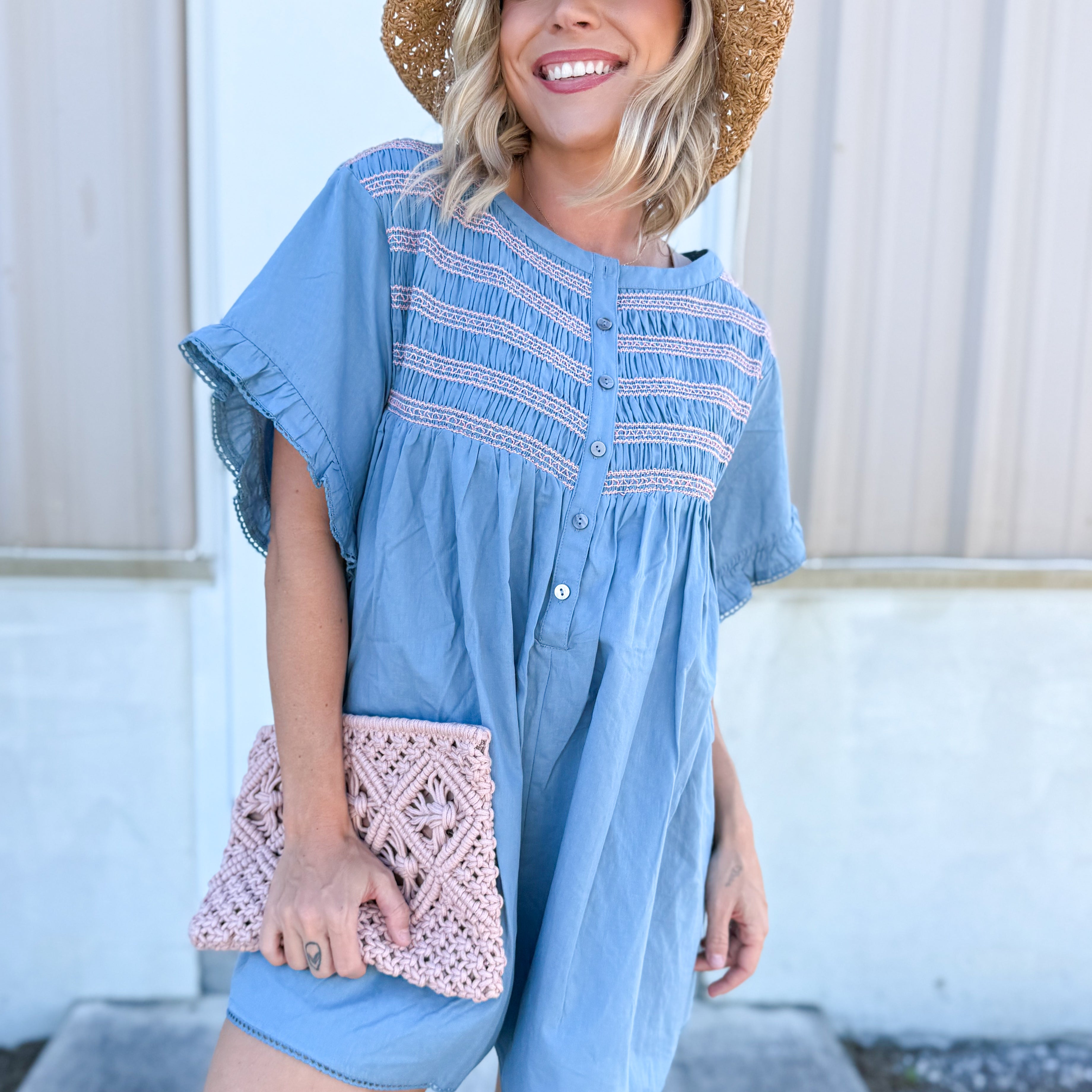 Ladylike Romper-230 DRESSES/JUMPSUITS/ROMPERS-Veveret-Heathered Boho Boutique, Women's Fashion and Accessories in Palmetto, FL