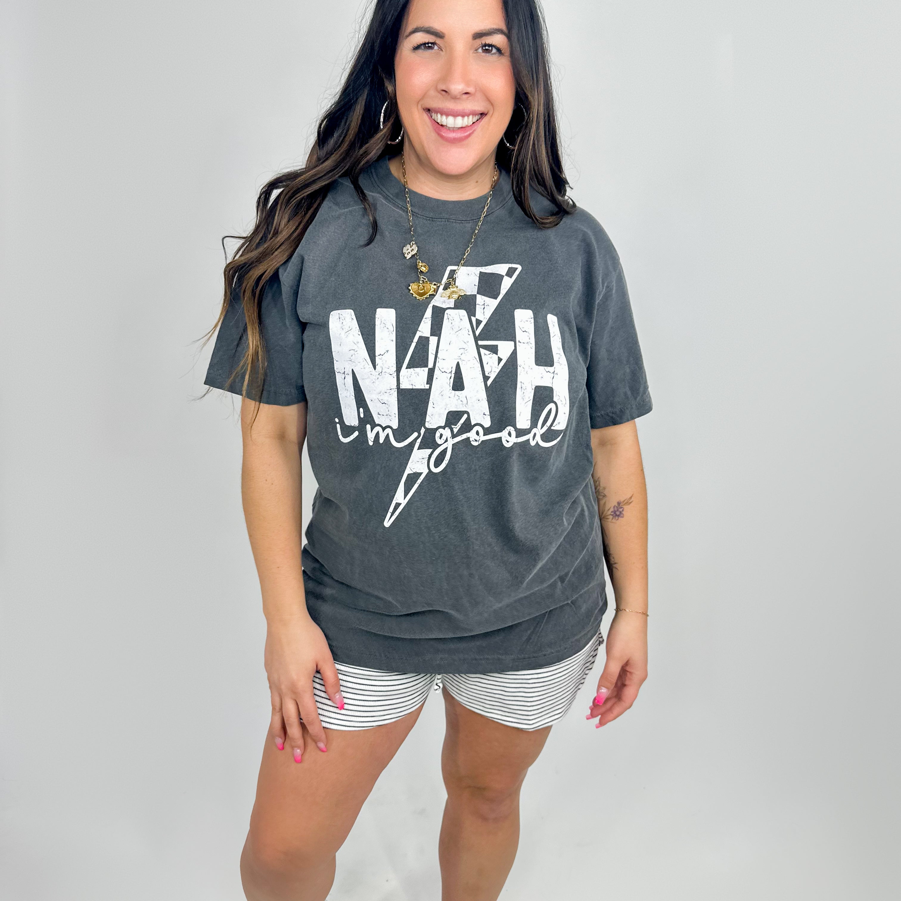 Nah, I'm Good Graphic Tee-130 Graphic Tees-Heathered Boho-Heathered Boho Boutique, Women's Fashion and Accessories in Palmetto, FL