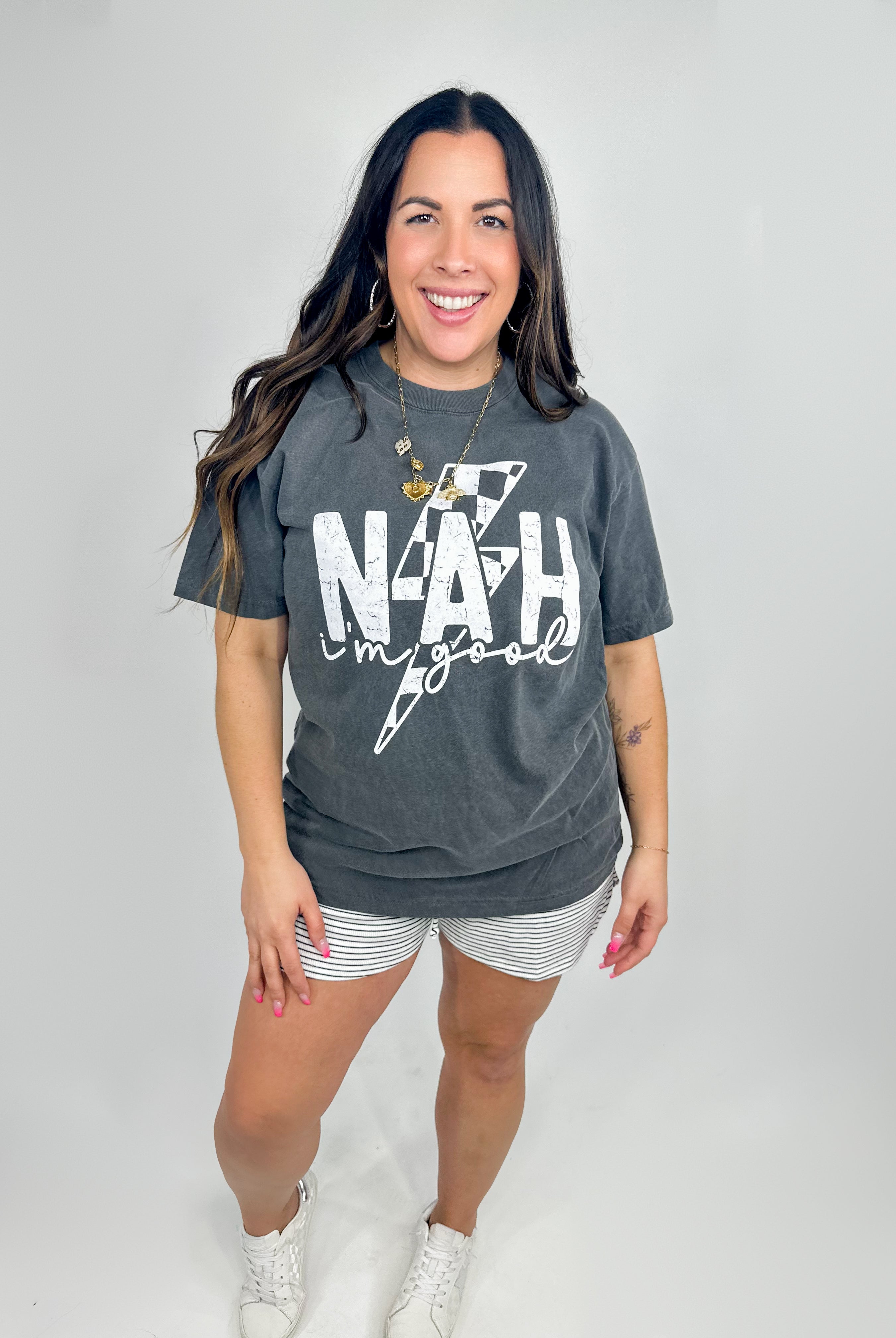 Nah, I'm Good Graphic Tee-130 Graphic Tees-Heathered Boho-Heathered Boho Boutique, Women's Fashion and Accessories in Palmetto, FL