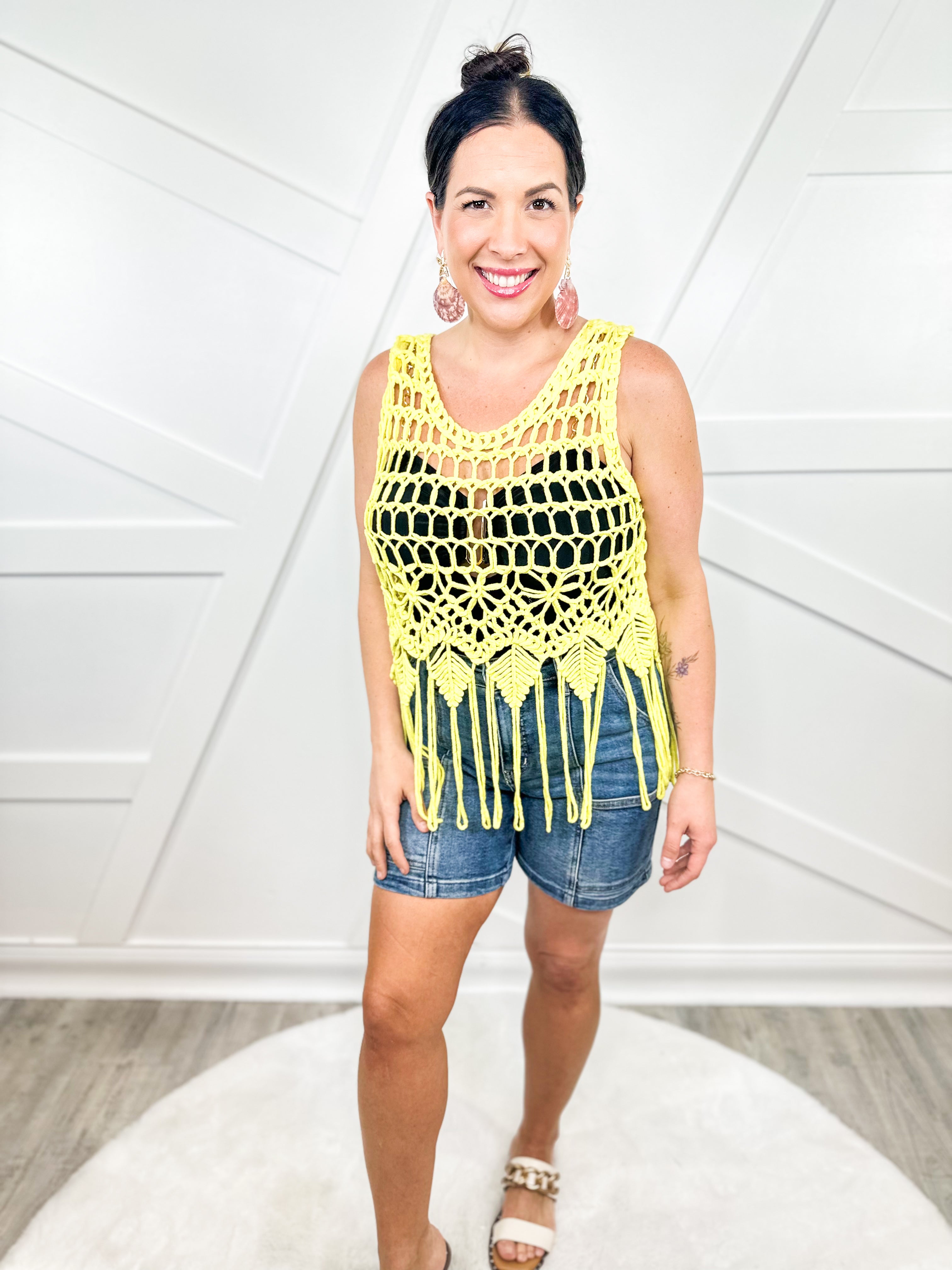 Macrame Crazy Top-100 TANK/CROP TOPS-Milk & Honey-Heathered Boho Boutique, Women's Fashion and Accessories in Palmetto, FL