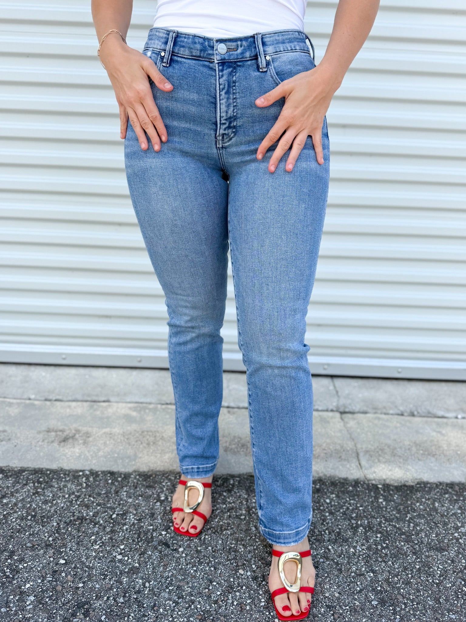 Moving Forward Tummy Control Straight Leg Jeans by Risen-190 JEANS-Risen Jeans-Heathered Boho Boutique, Women's Fashion and Accessories in Palmetto, FL