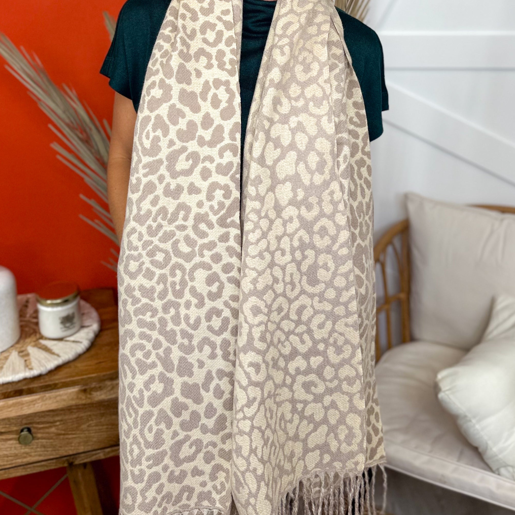 Leopard Print Blanket Scarf-340 Other Accessories-KW fashion-Heathered Boho Boutique, Women's Fashion and Accessories in Palmetto, FL