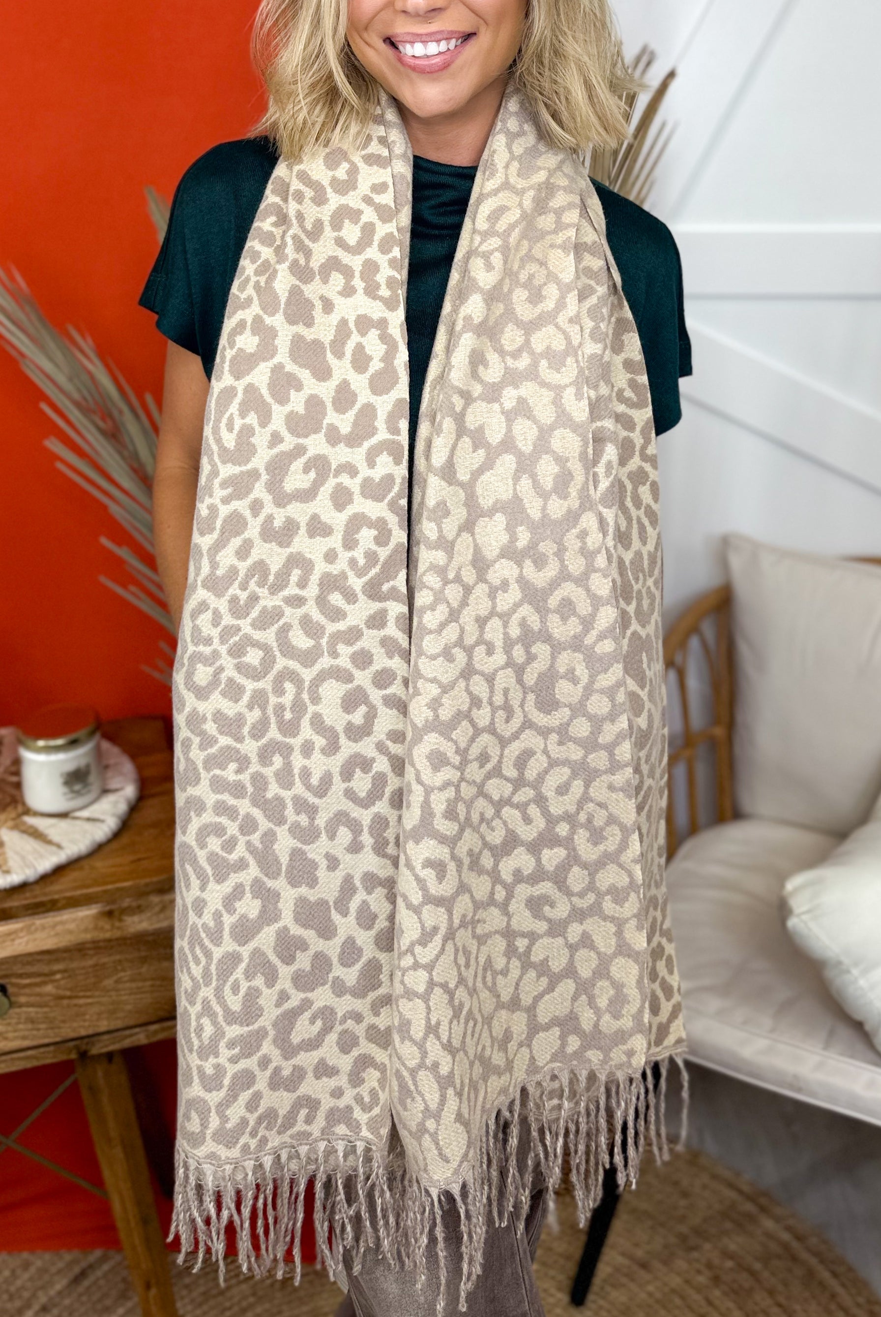 Leopard Print Blanket Scarf-340 Other Accessories-KW fashion-Heathered Boho Boutique, Women's Fashion and Accessories in Palmetto, FL