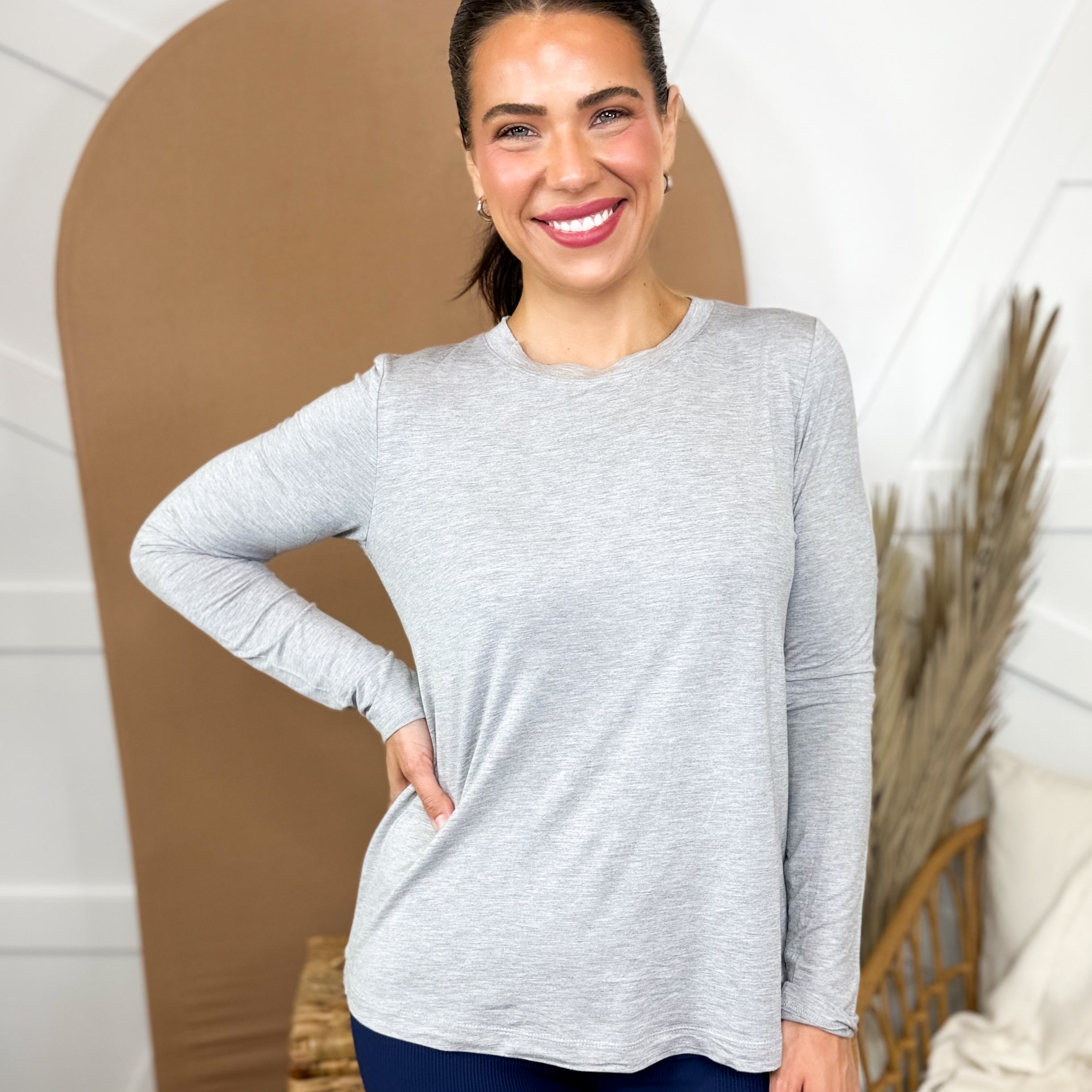 Best Shot Long Sleeve Top-120 LONG SLEEVE TOPS-RAE MODE-Heathered Boho Boutique, Women's Fashion and Accessories in Palmetto, FL