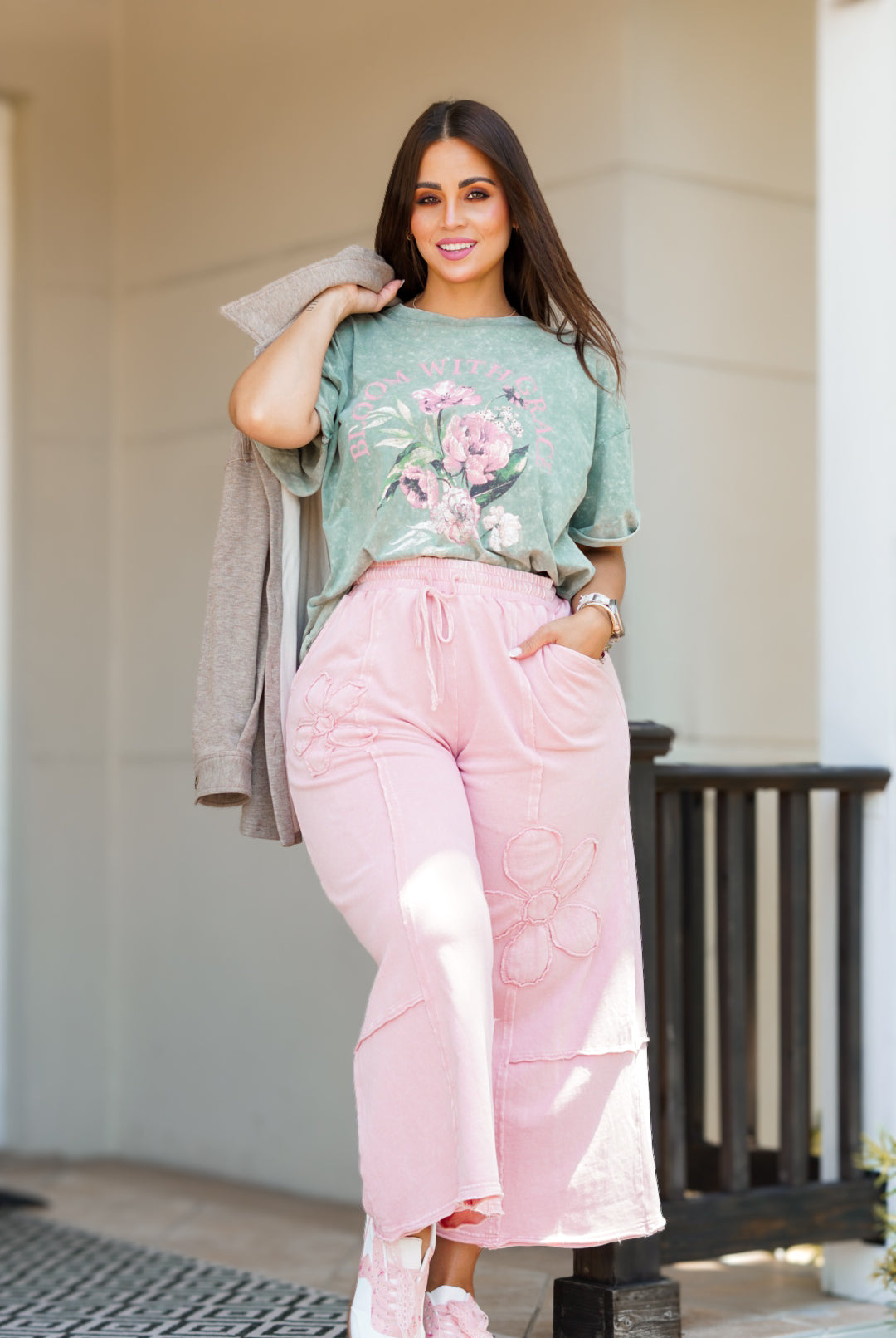 Bloom with Grace Graphic Tee-130 Graphic Tees-Zutter-Heathered Boho Boutique, Women's Fashion and Accessories in Palmetto, FL