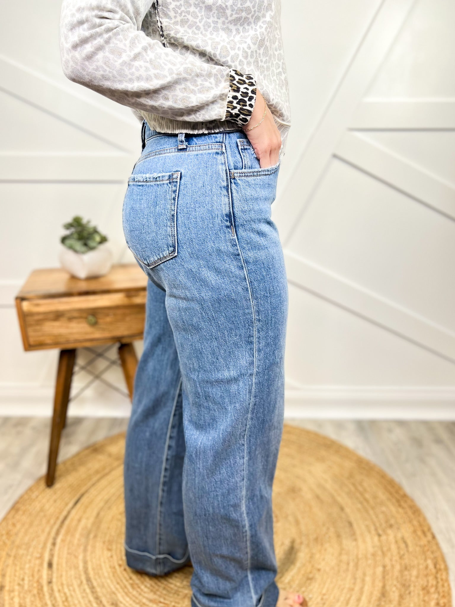 Talk of the Town Wide Leg Jeans by Vervet-190 Jeans-Vervet-Heathered Boho Boutique, Women's Fashion and Accessories in Palmetto, FL