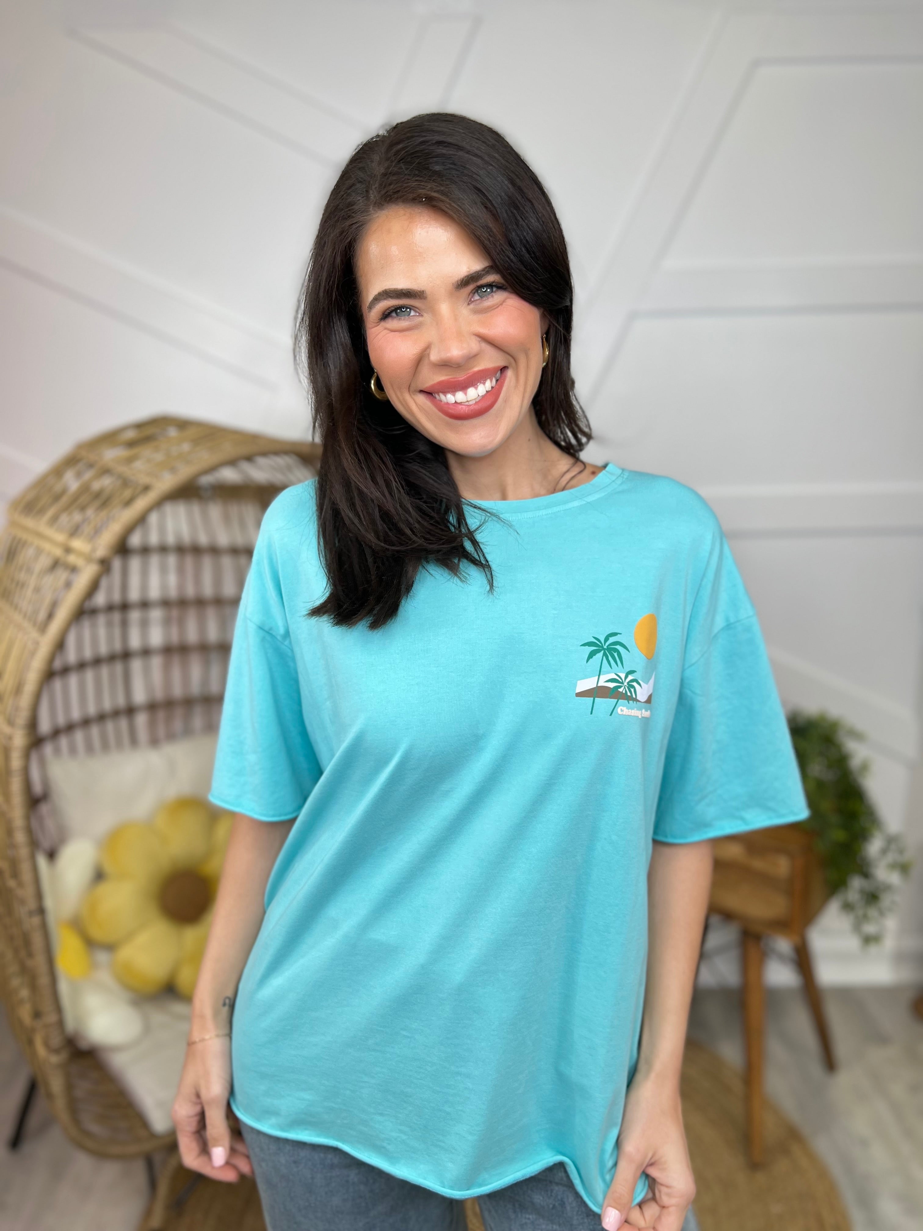 Chasing Sunshine Graphic Tee-130 Graphic Tees-Southern Grace-Heathered Boho Boutique, Women's Fashion and Accessories in Palmetto, FL