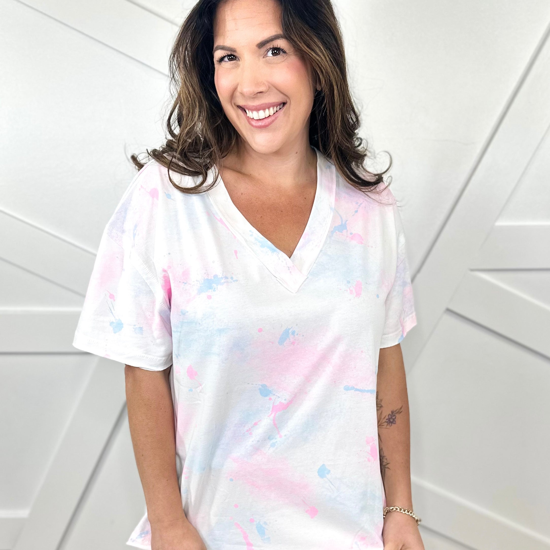 Restock: Fresh Paint Top-110 SHORT SLEEVE TOP-White Birch-Heathered Boho Boutique, Women's Fashion and Accessories in Palmetto, FL