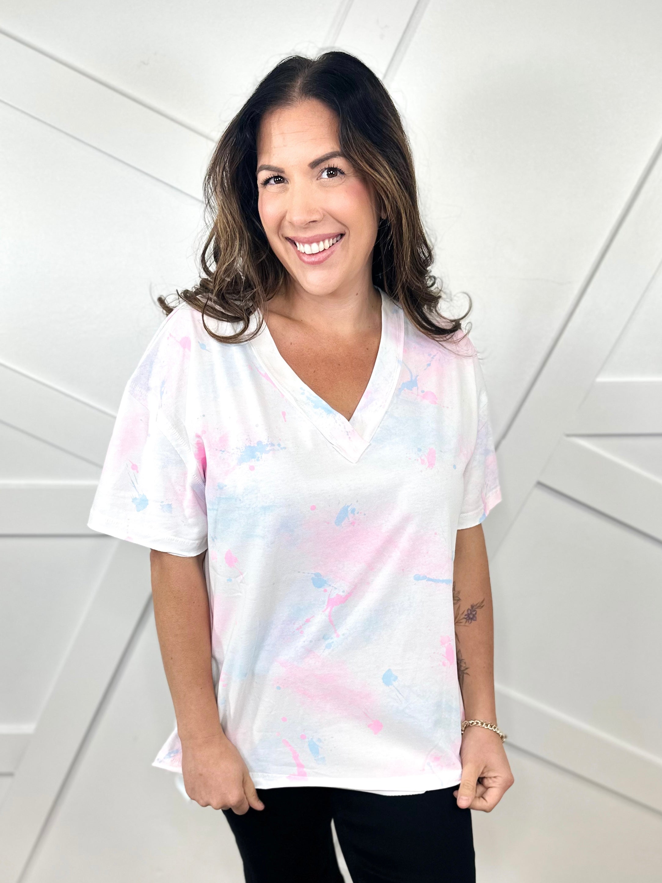 Restock: Fresh Paint Top-110 SHORT SLEEVE TOP-White Birch-Heathered Boho Boutique, Women's Fashion and Accessories in Palmetto, FL