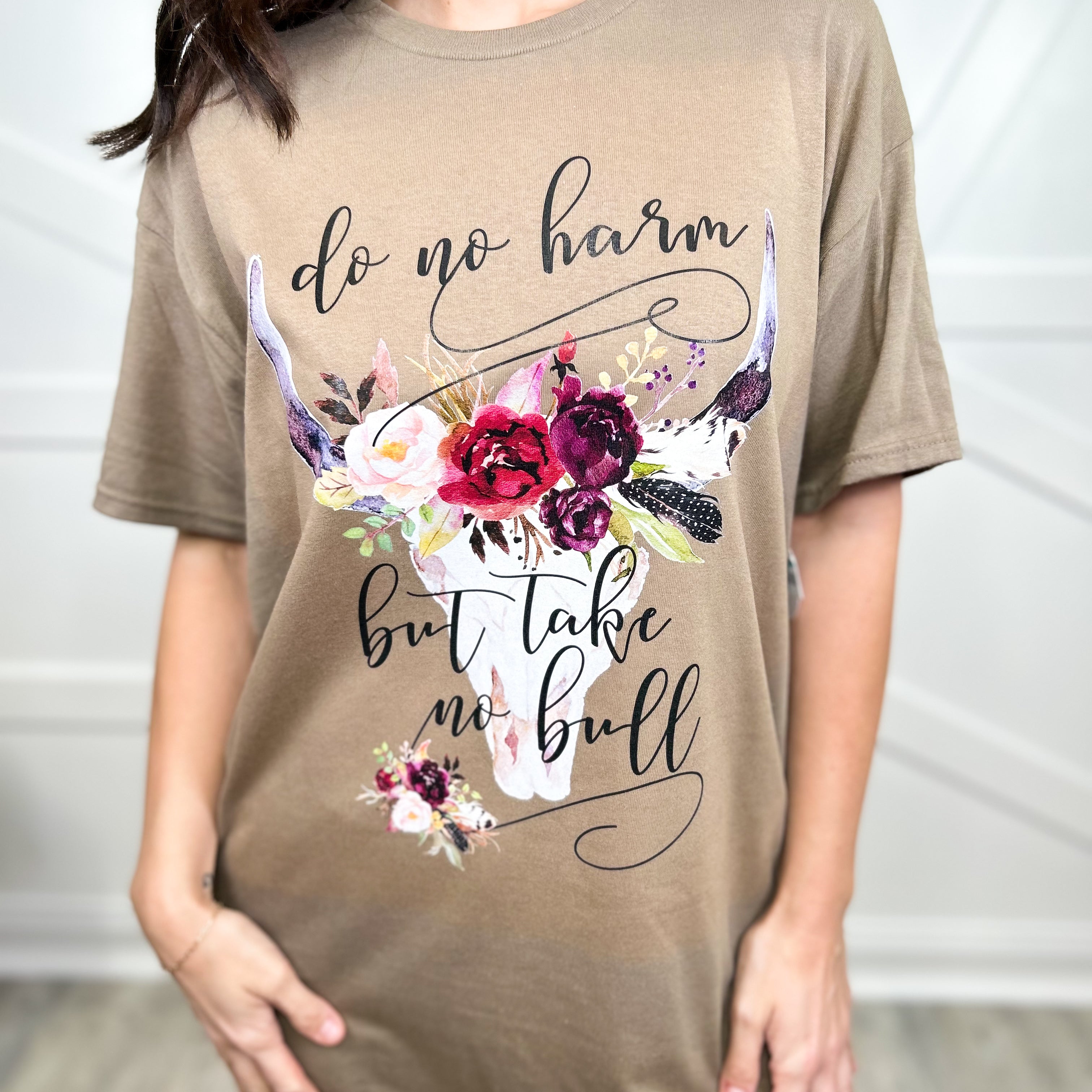 Take No Bull Graphic Tee - Brown Savana-130 Graphic Tees-Heathered Boho-Heathered Boho Boutique, Women's Fashion and Accessories in Palmetto, FL