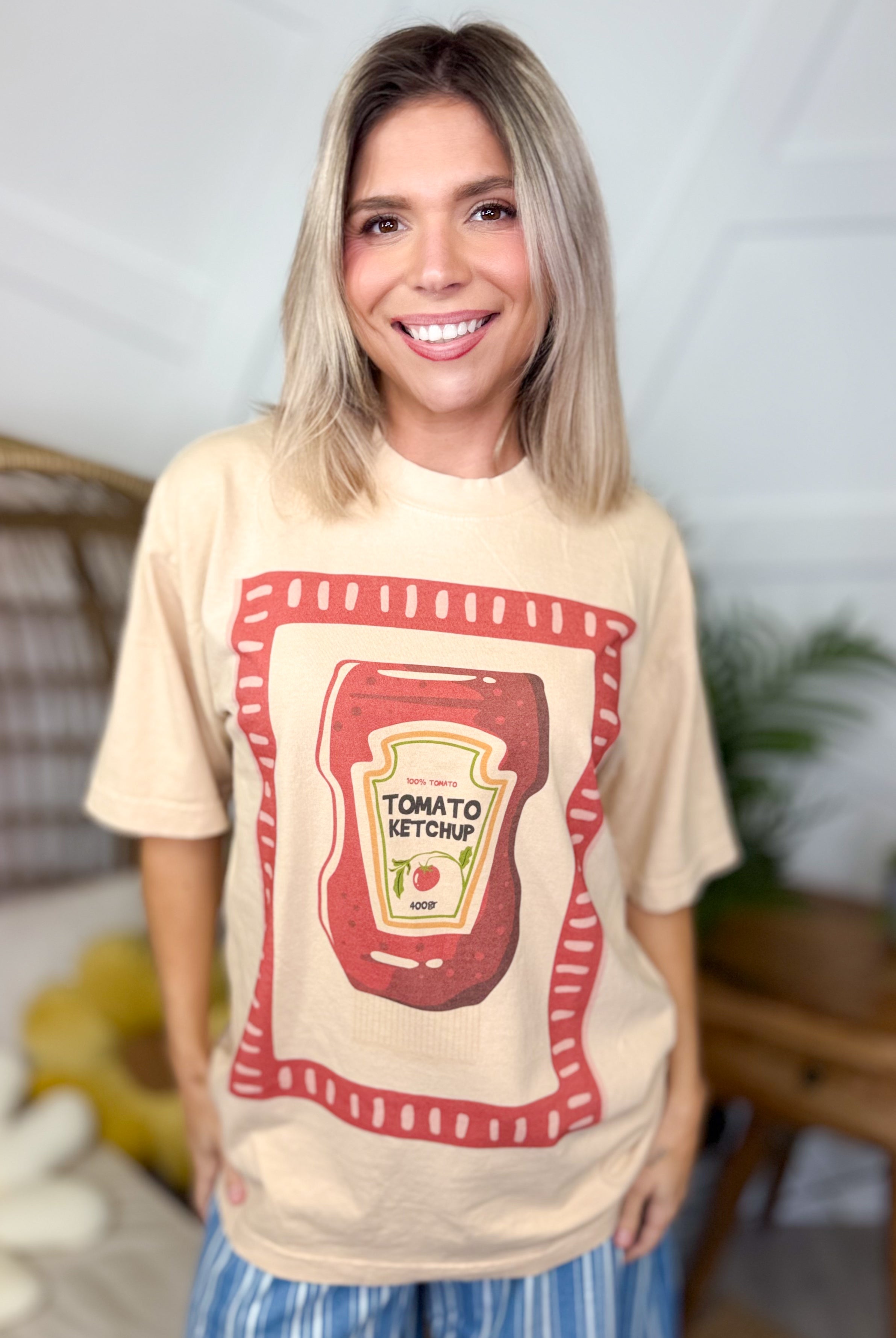 Tomato Ketchup Graphic Tee-130 Graphic Tees-JADE BY JANE-Heathered Boho Boutique, Women's Fashion and Accessories in Palmetto, FL