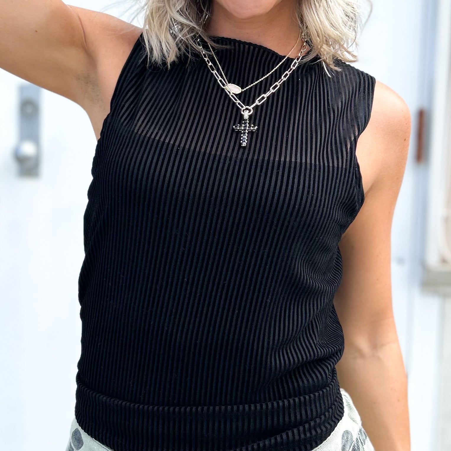 So Transparent High Neck Tank-100 TANK/CROP TOPS-Pebby Forevee-Heathered Boho Boutique, Women's Fashion and Accessories in Palmetto, FL