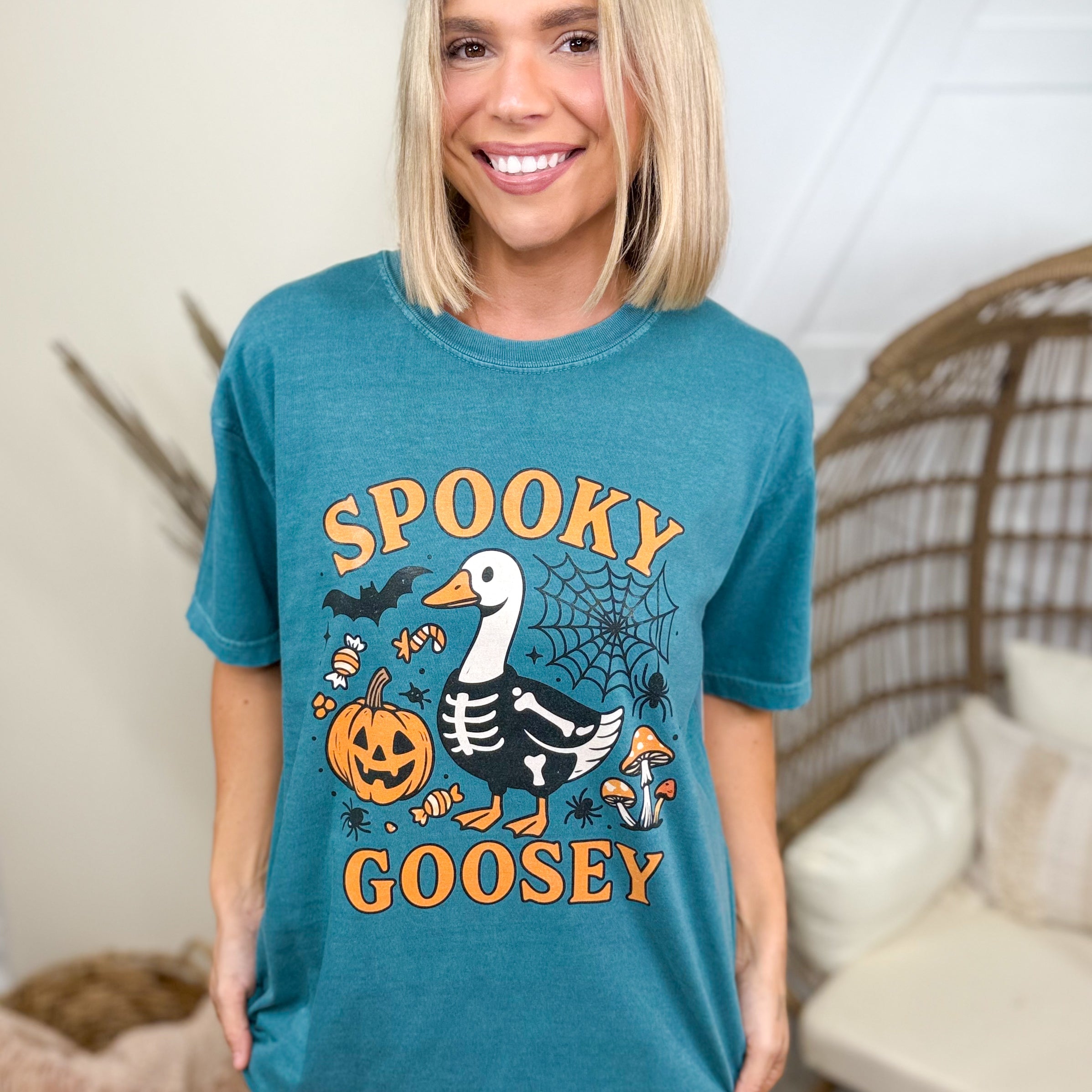 Spooky Goosey Graphic Tee-130 Graphic Tees-Heathered Boho-Heathered Boho Boutique, Women's Fashion and Accessories in Palmetto, FL
