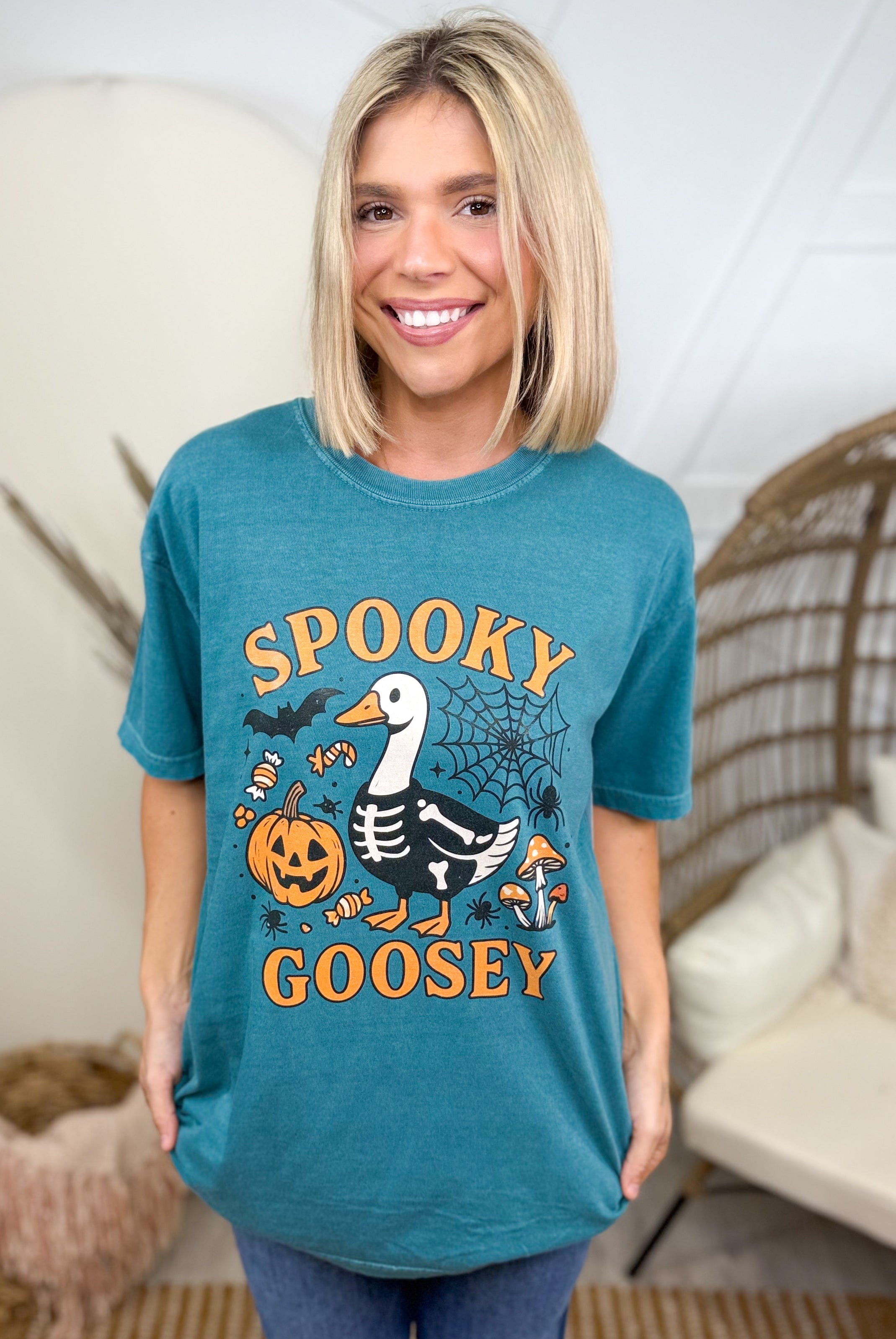 Spooky Goosey Graphic Tee-130 Graphic Tees-Heathered Boho-Heathered Boho Boutique, Women's Fashion and Accessories in Palmetto, FL