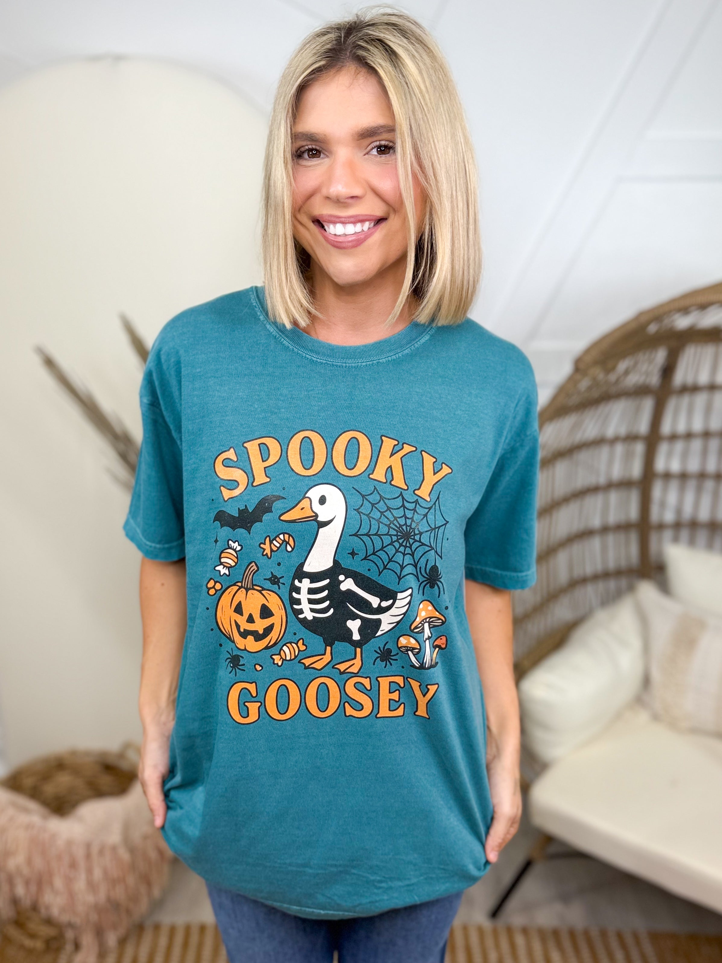 Spooky Goosey Graphic Tee-130 Graphic Tees-Heathered Boho-Heathered Boho Boutique, Women's Fashion and Accessories in Palmetto, FL