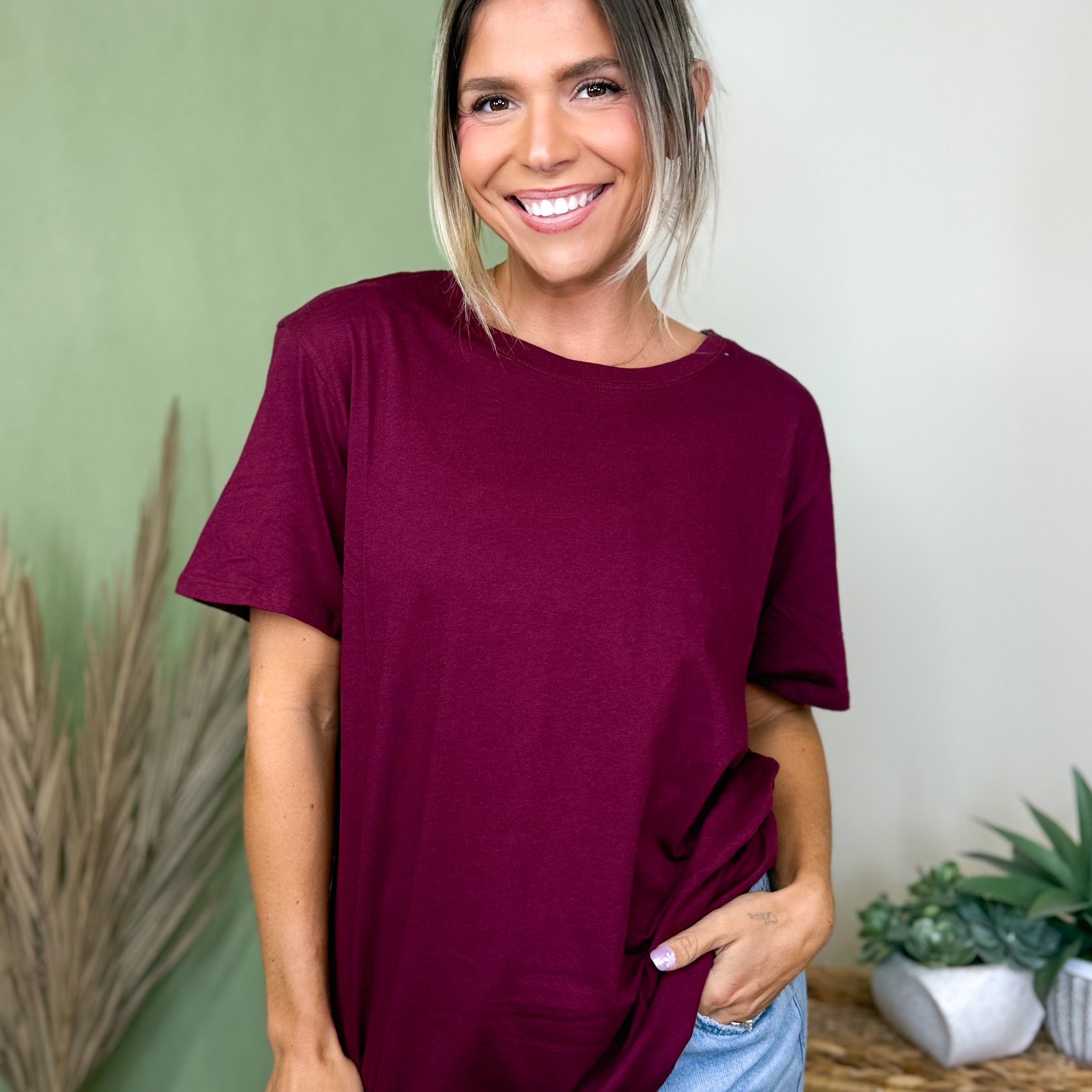 Better Than Your Boyfriend's Tee-110 SHORT SLEEVE TOP-ZENANA-Heathered Boho Boutique, Women's Fashion and Accessories in Palmetto, FL