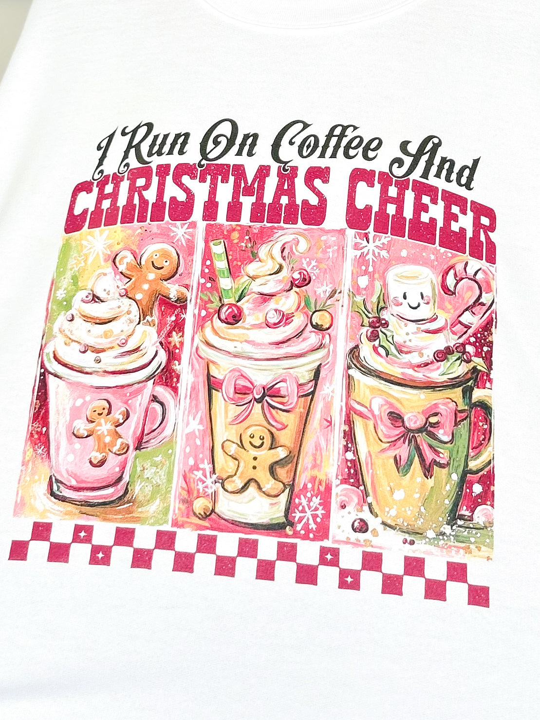 I Run on Coffee & Christmas Cheer Graphic Sweatshirt-130 Graphic Tees-Heathered Boho-Heathered Boho Boutique, Women's Fashion and Accessories in Palmetto, FL